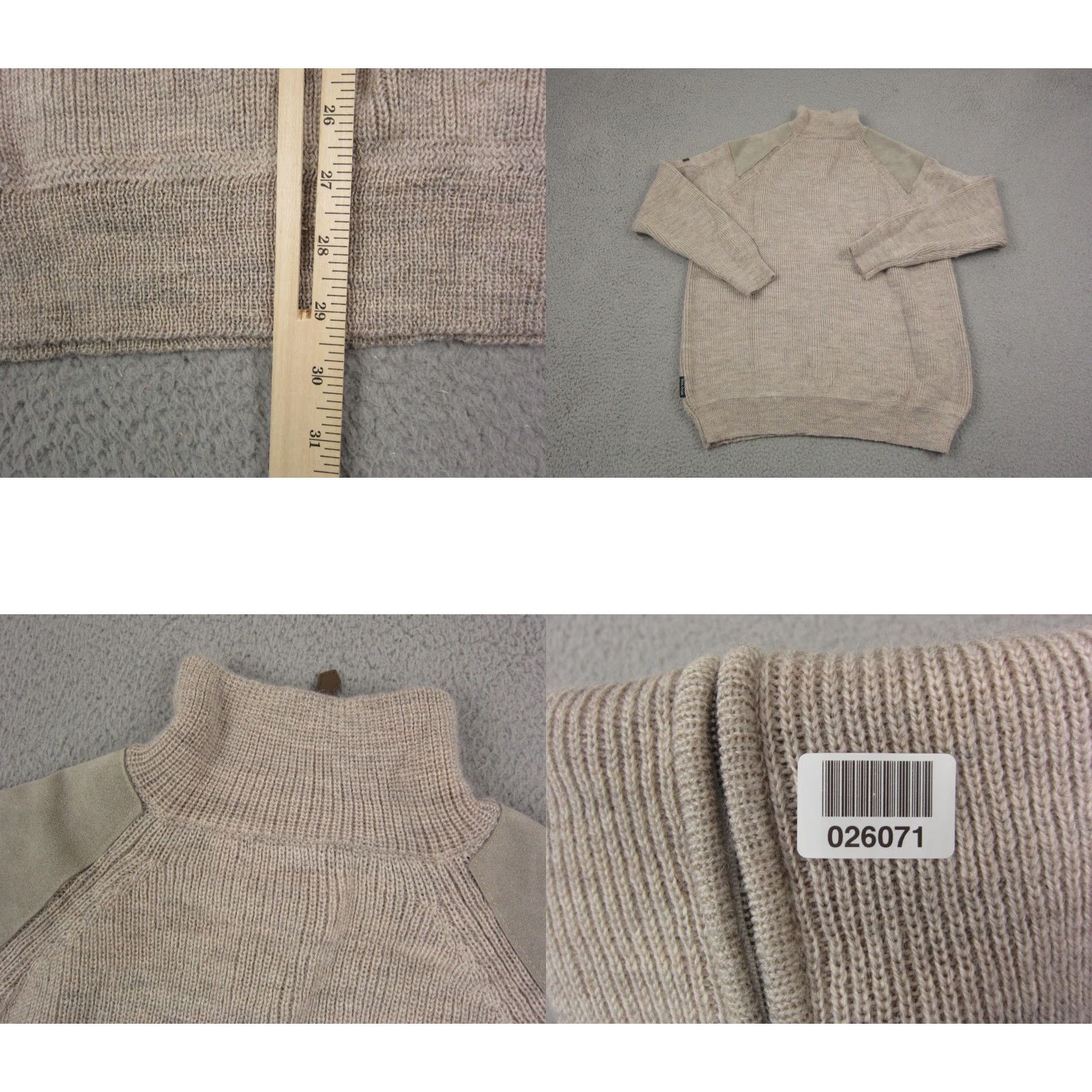 Vintage Woolovers Mens Sweater XL Brown 1/4 Zip Mock Neck Knit Wool Regular Pullover Size US XL / EU 56 / 4 - 9 Thumbnail