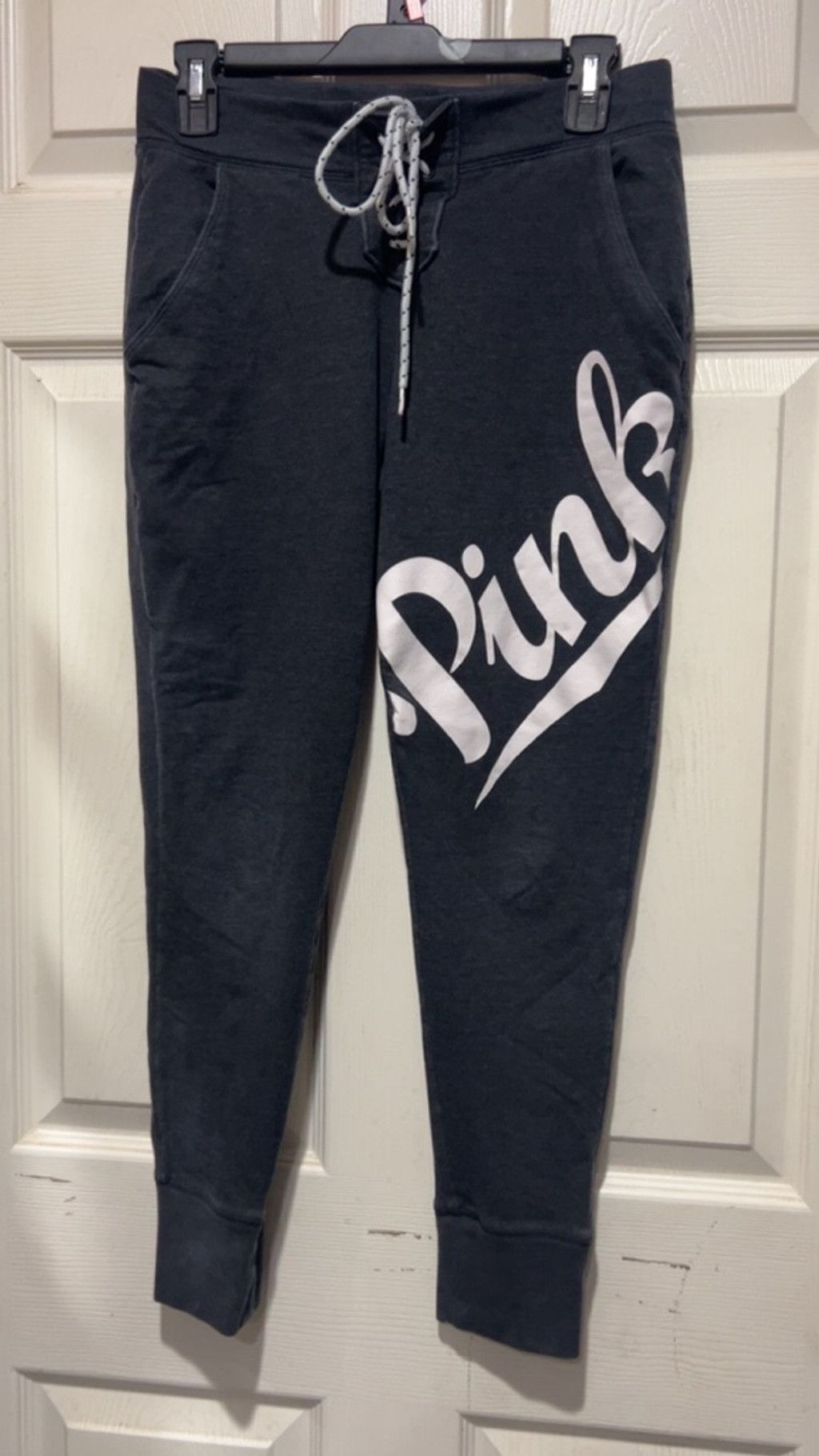 Pink Women's PINK Gray Joggers with White Logo, Size S Size 23" - 1 Thumbnail