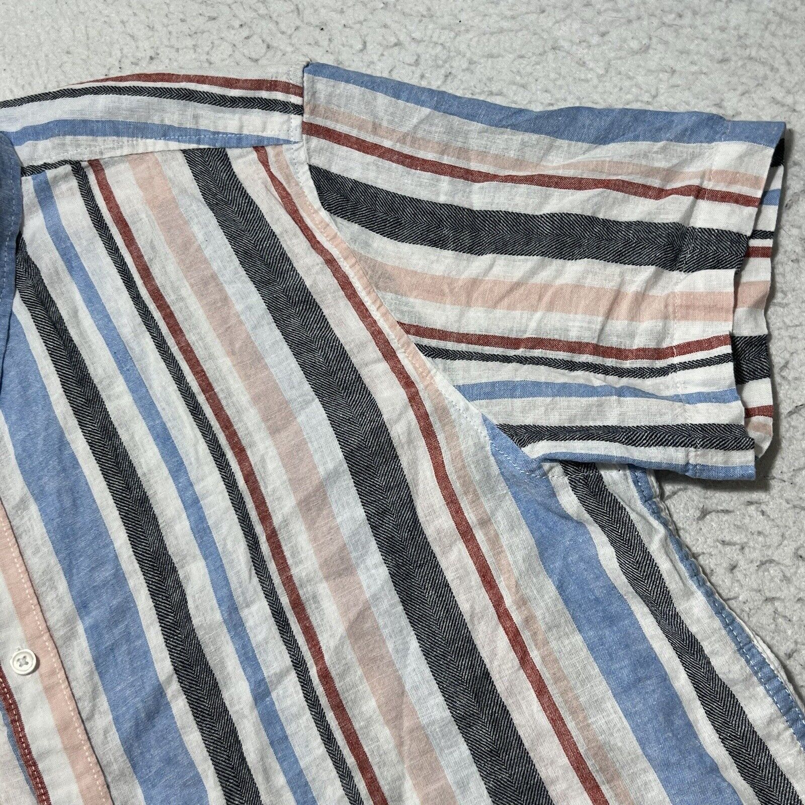 Other Sun StoneLinen Blend Button Up Shirt Short Sleeve Striped Size US XXL / EU 58 / 5 - 5 Thumbnail