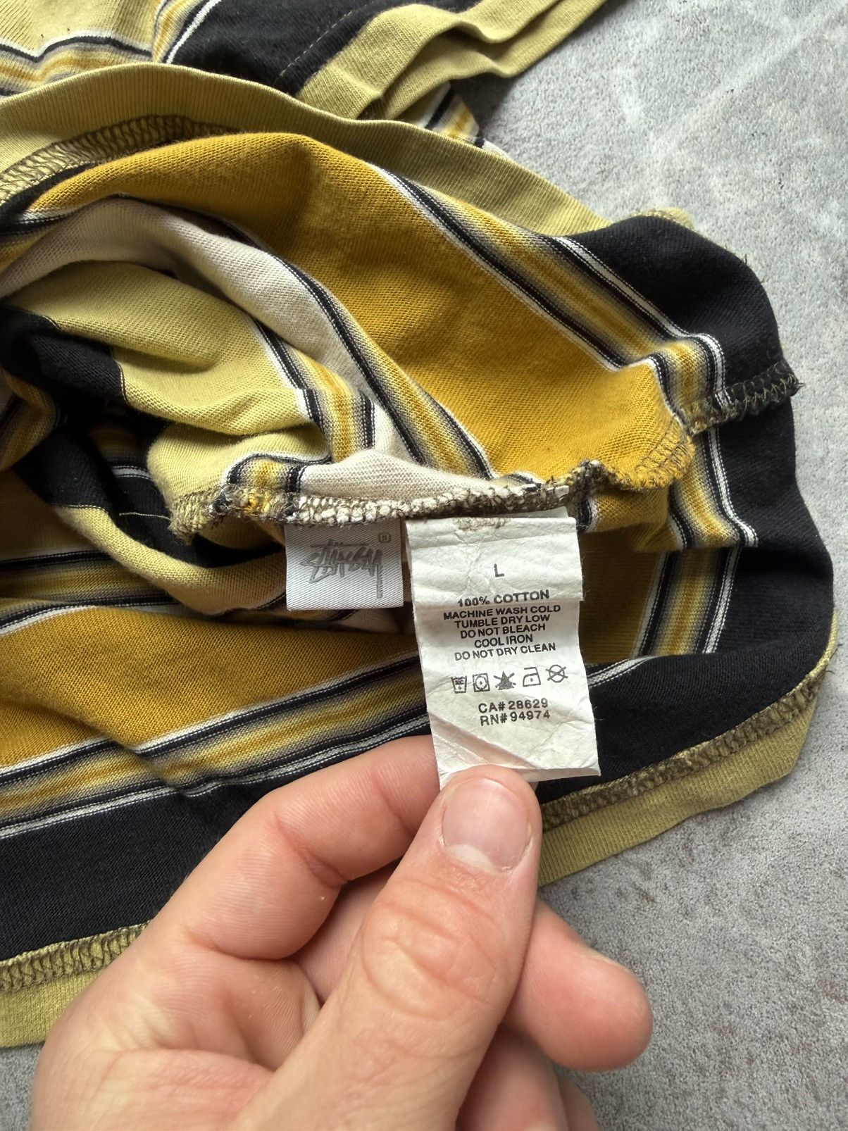 Stussy Stussy Striped Logo Tee — Yellow/Black/Cream Size US L / EU 52-54 / 3 - 3 Thumbnail