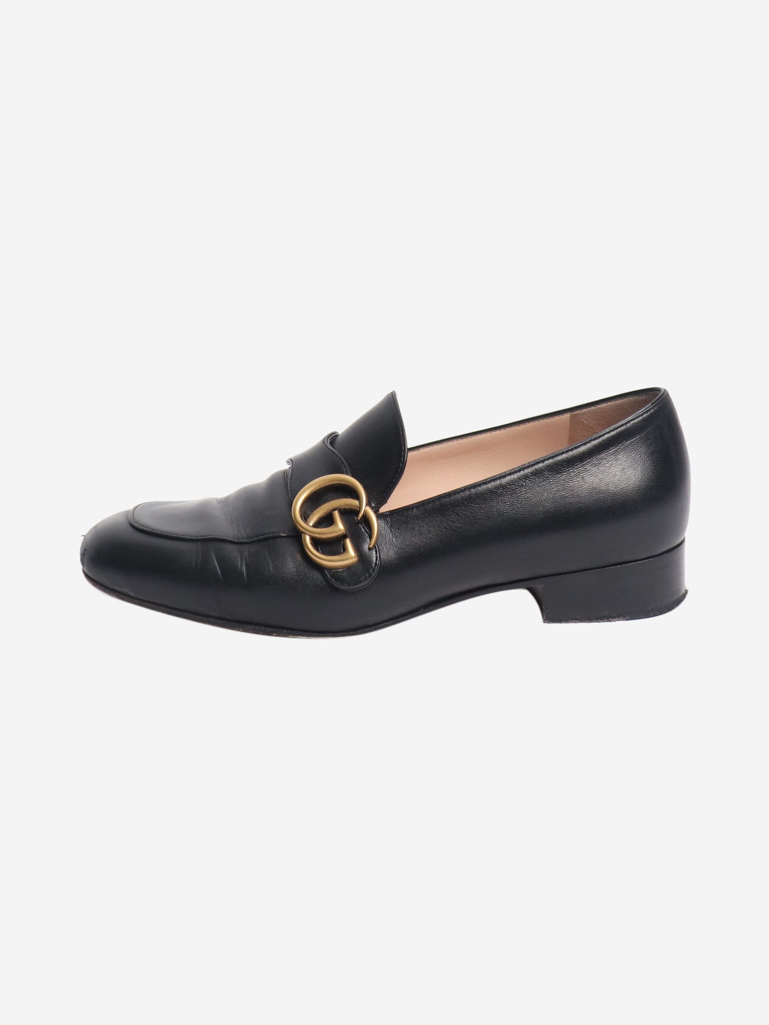 Gucci Black GG leather loafers - EU 37.5 Size US 6 / IT 36 - 1 Thumbnail
