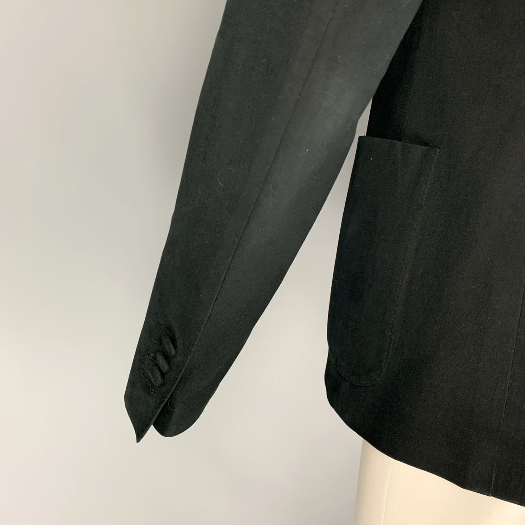 Dolce & Gabbana DOLCE & GABBANA Sport Coat Black Cotton Blend Notch Lapel 40 Adult Men Italy Size US XXS / EU 40 - 4 Thumbnail