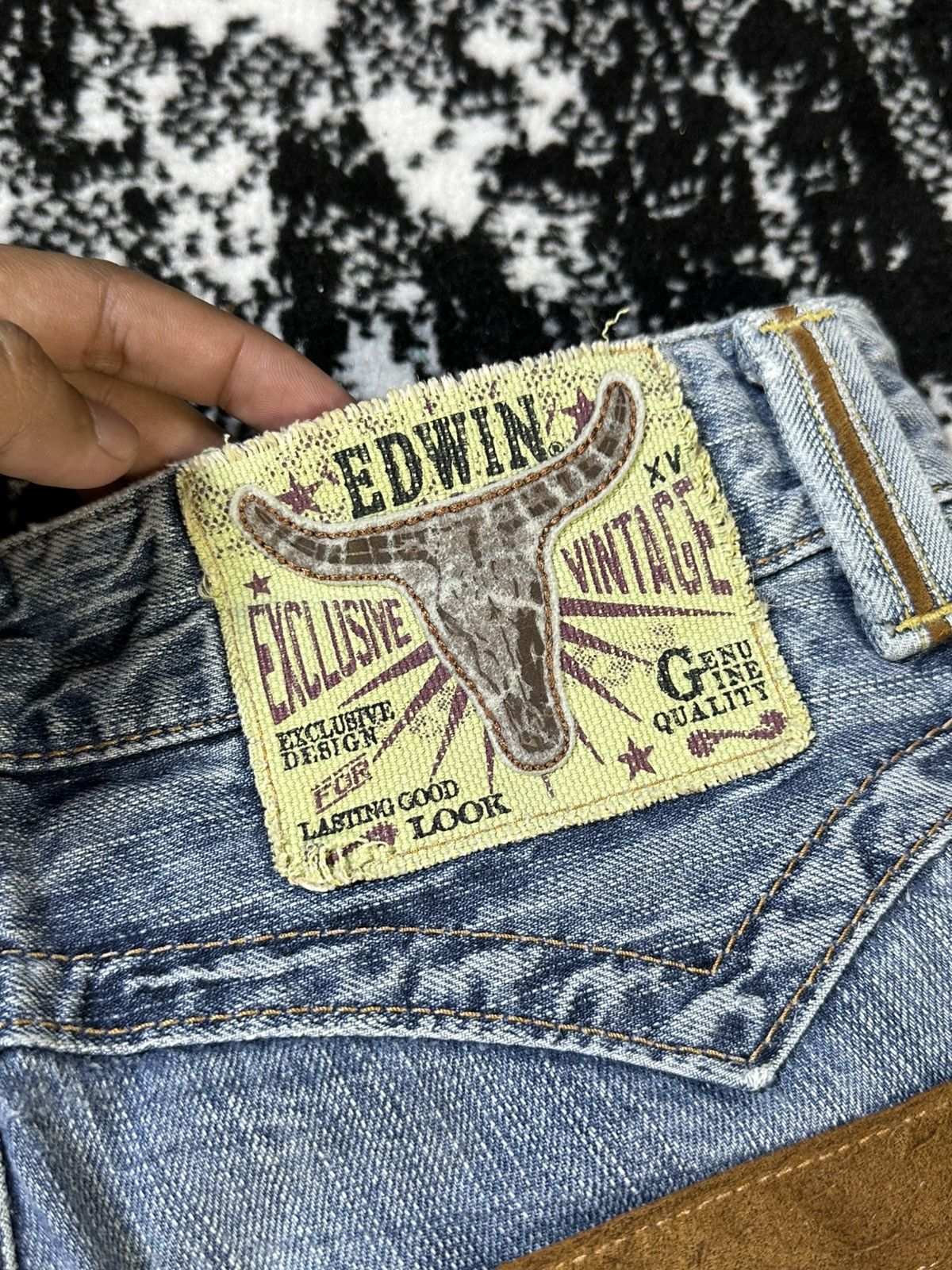 If Six Was Nine 2000s Vintage Edwin XV Distressed Rusty Jeans Sky Blue Size US 30 / EU 46 - 15 Thumbnail
