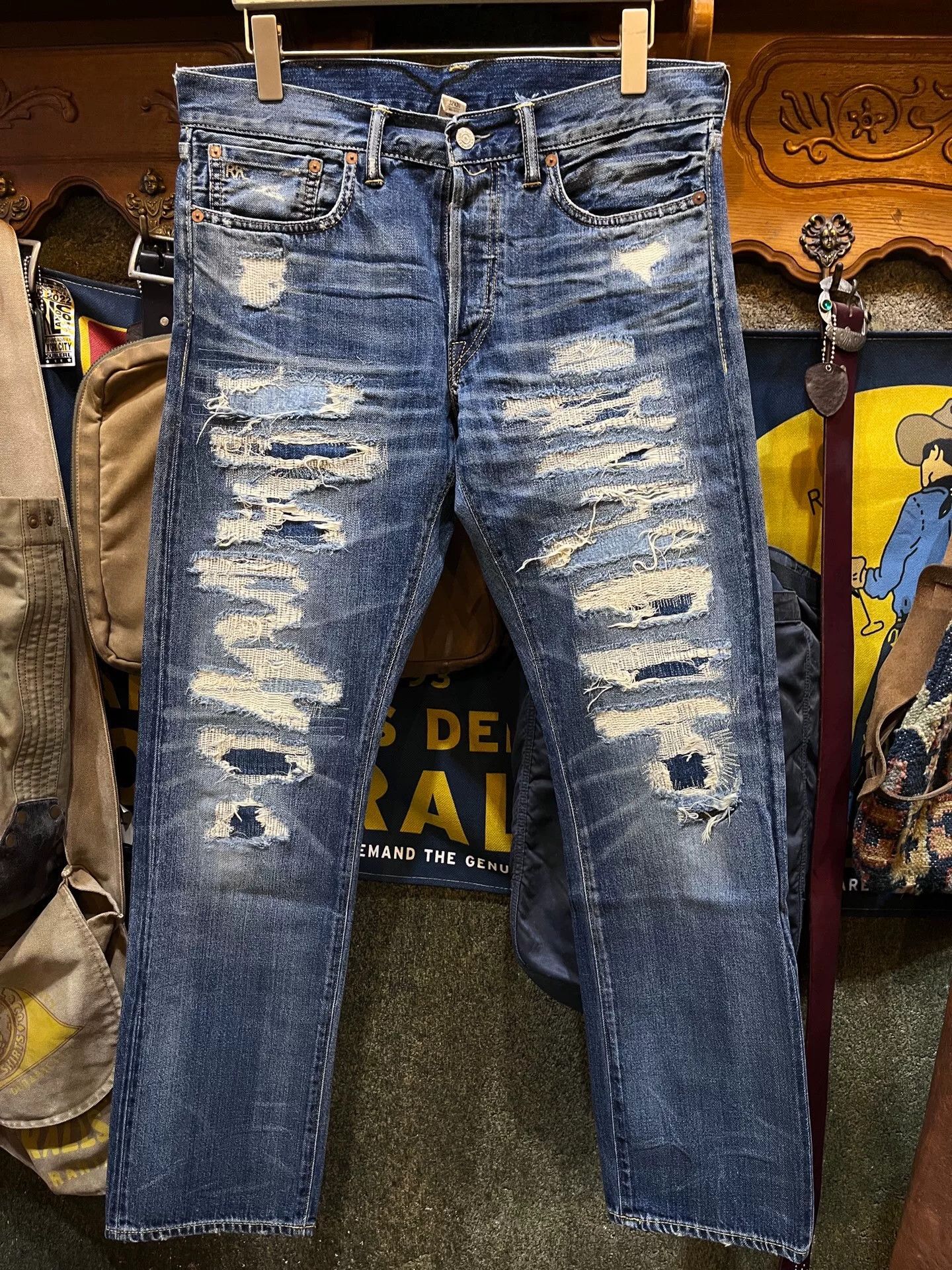 RRL Ralph Lauren distressed low-rise denim jeans by RRL Size US 32 / EU 48 - 1 Thumbnail