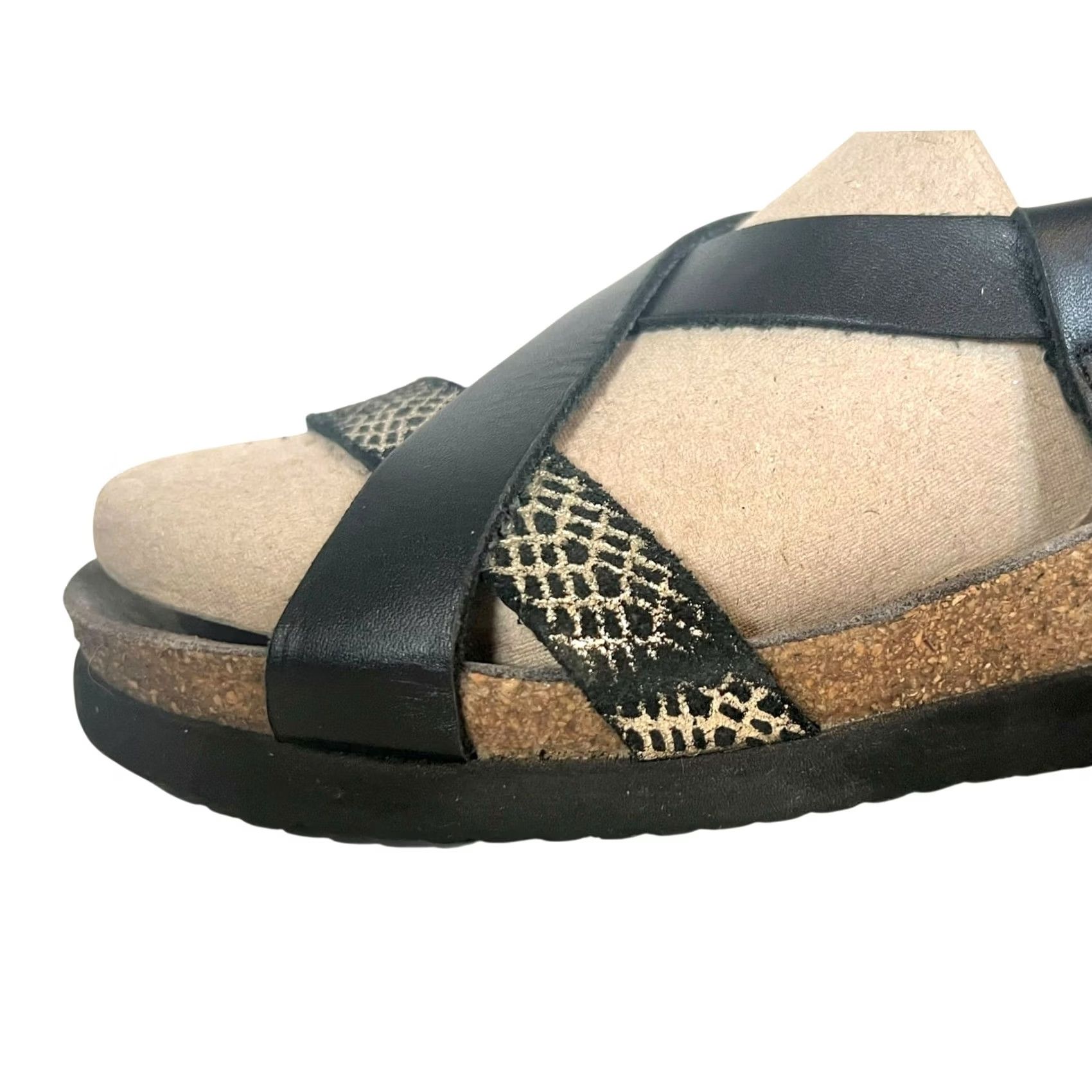 Mephisto Mephisto Haneta Black Metallic Crisscross Slingbacks Sandals Sz 37 (US 7) Womens Size US 7 / IT 37 - 7 Thumbnail