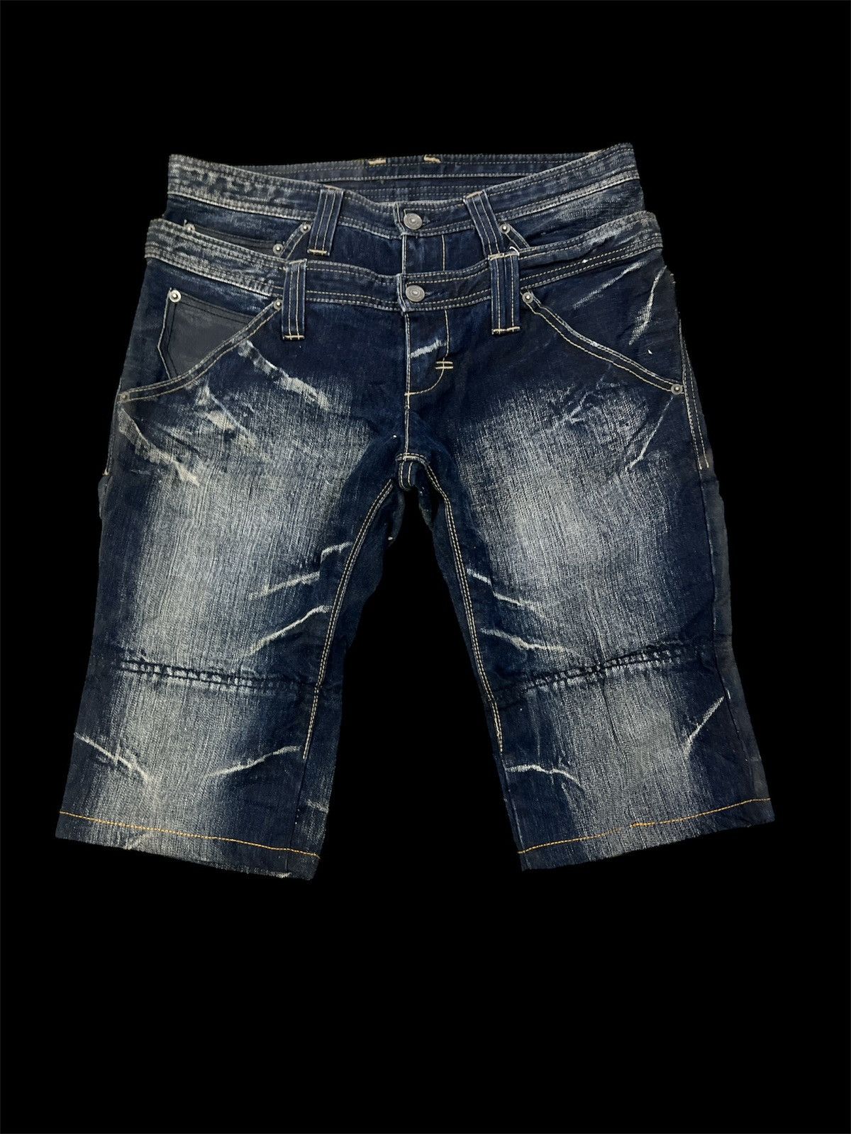 DOUBLE WAIST PPFM DISTRESSED DENIM PANT
