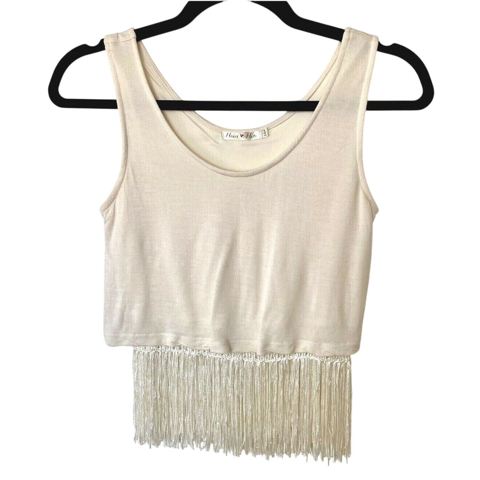 Other Heart & Hips Sleeveless Cream Scoop Neck Braided Fringe Top Size S / US 4 / IT 40 - 1 Thumbnail