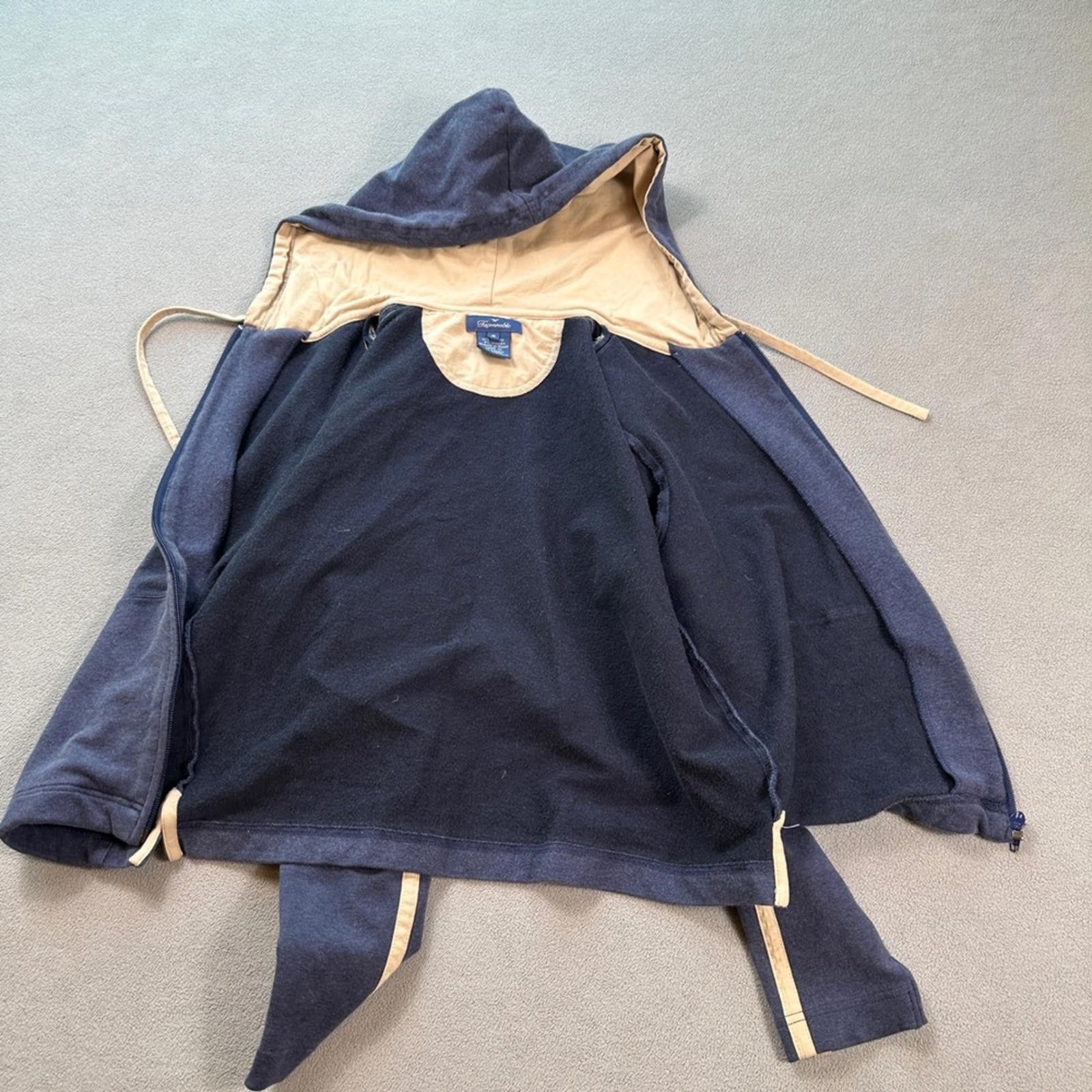Faconnable Faconnable Mens Zip Up Hoodie Navy Blue w Tan Stripes Size M Size US M / EU 48-50 / 2 - 5 Thumbnail