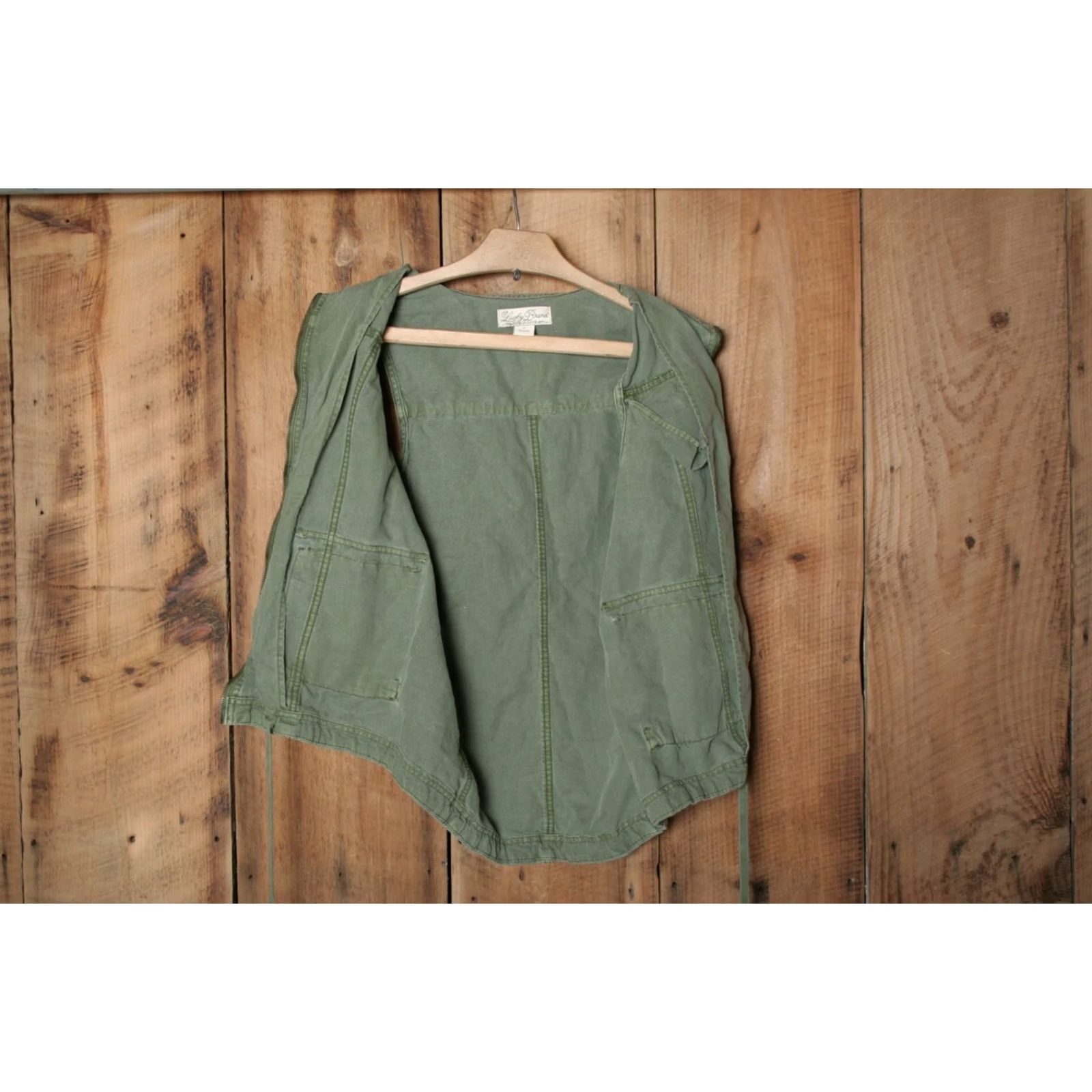 Lucky Brand LUCKY BRAND Live in Love Army Green Linen Blend Military Vest Sz. M Women Shirt Vest Military Jacket Green M Ladies Zip Size M / US 6-8 / IT 42-44 - 3 Thumbnail
