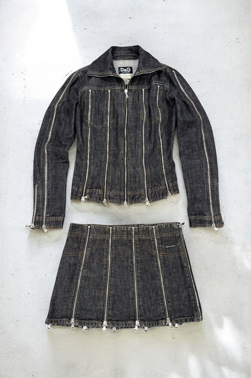 Dolce & Gabbana S/S 2004 Dolce & Gabbana Zipper Denim Set (Jacket