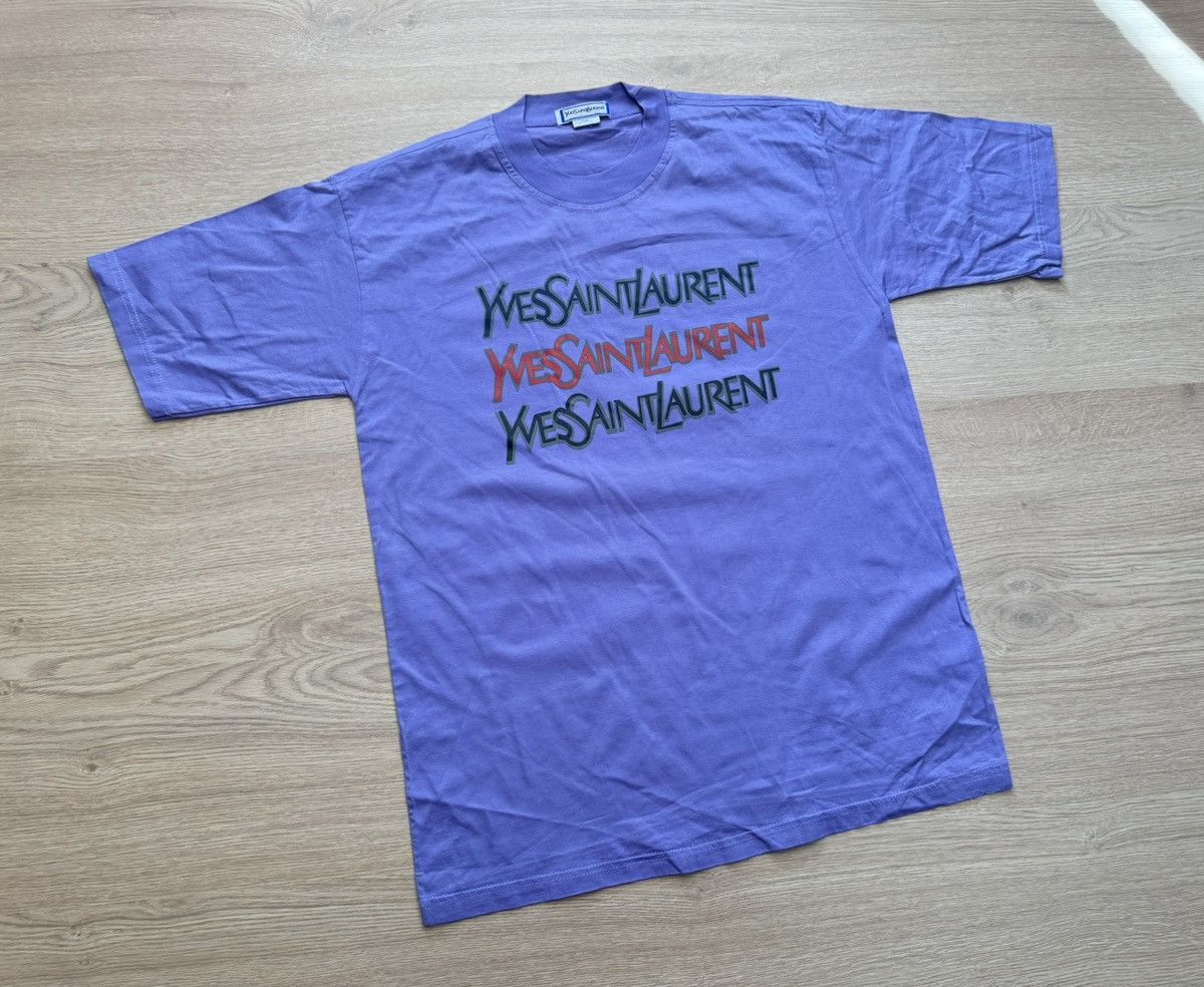 トップス 90s yves saint laurent center logo Tee Vintage Yves Saint Laurent YSL Logo T-shirt - Etsy