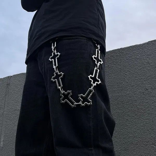 Jewelry Silver Cross & Link Metal Chains, Men's Accessory Chains Size ONE SIZE - 1 Thumbnail