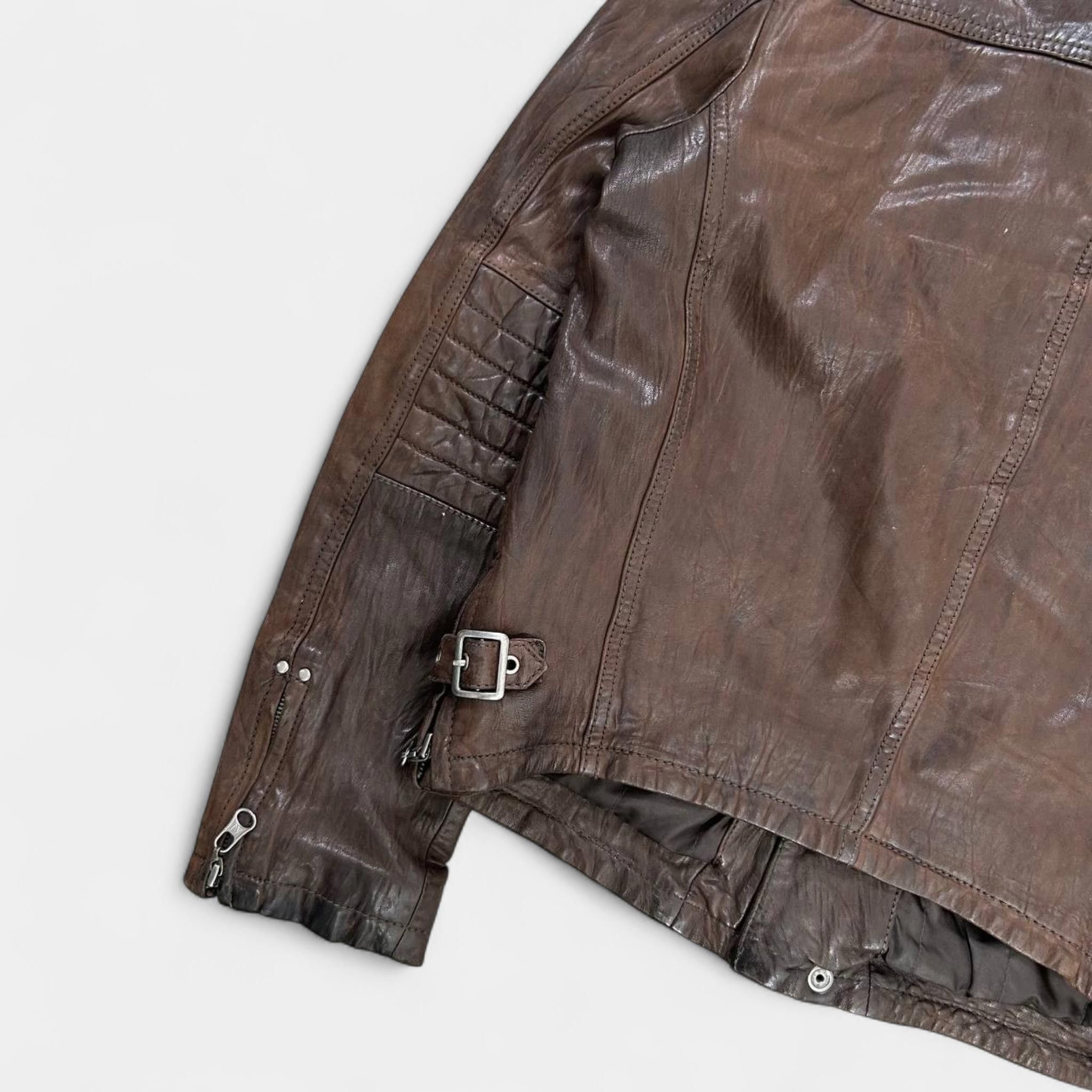 Armani Armani Jeans Brown Aged Leather Jacket Size US M / EU 48-50 / 2 - 6 Thumbnail