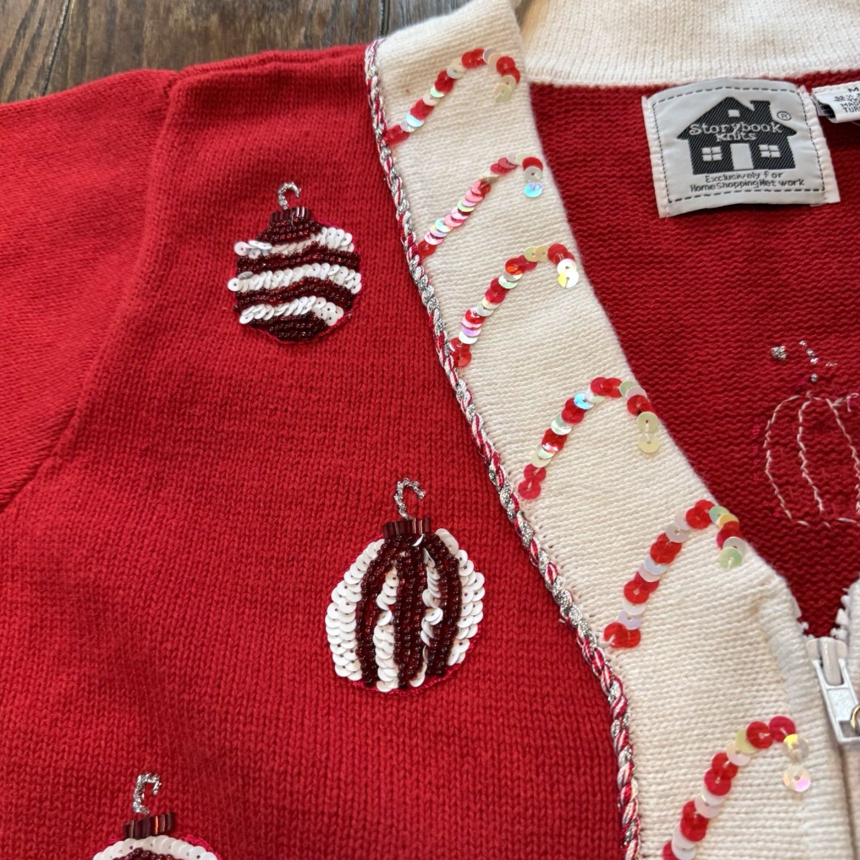 Vintage VINTAGE Storybook Knits Christmas Zip Sweater Women’s Medium Cardigan Knit Size M / US 6-8 / IT 42-44 - 3 Thumbnail