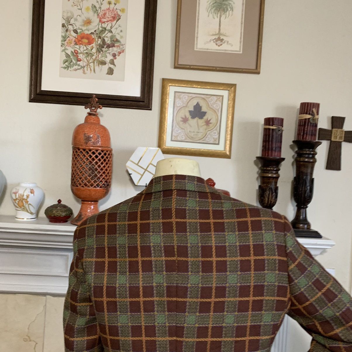 Byblos × Vintage Plaid Wool 3Btn Blazer (Rare) Size 40R - 6 Thumbnail