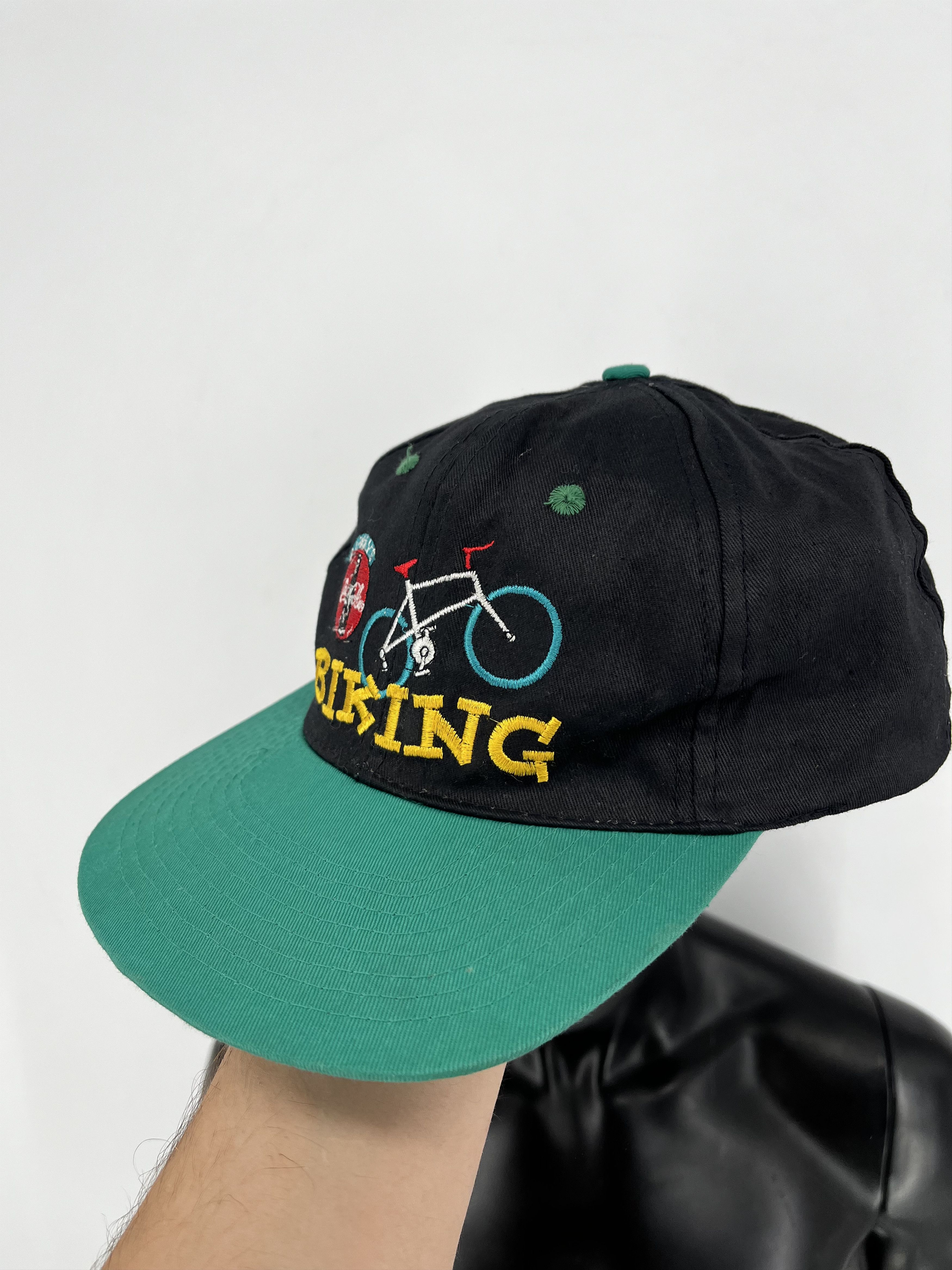 Coca Cola Vintage COCA-COLA Biking Cap One Size Black Green Big Log Size ONE SIZE - 4 Thumbnail