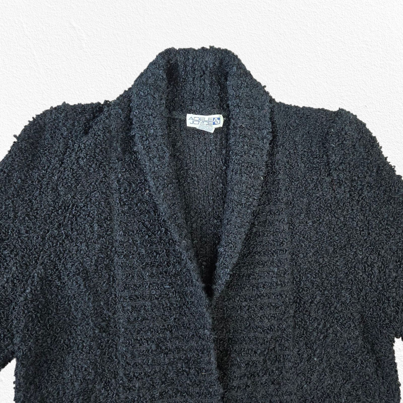Vintage 80s Black Boucle Knit Cardigan Wool Blend Jacket Size Small Size S / US 4 / IT 40 - 3 Thumbnail