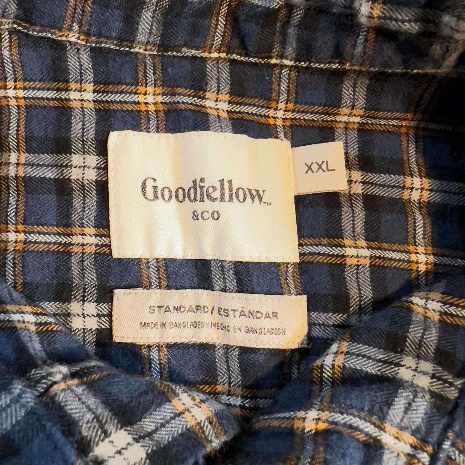 Other Goodfellow &Co Flannel Button Shirt Men XXL Blue Brown Plaid Size US XXL / EU 58 / 5 - 2 Thumbnail