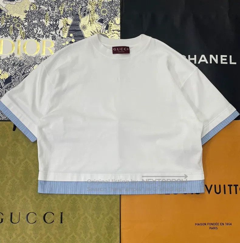 Gucci Gucci White stitching blue striped fake two-piece stitchin Size XS / US 0-2 / IT 36-38 - 1 Thumbnail