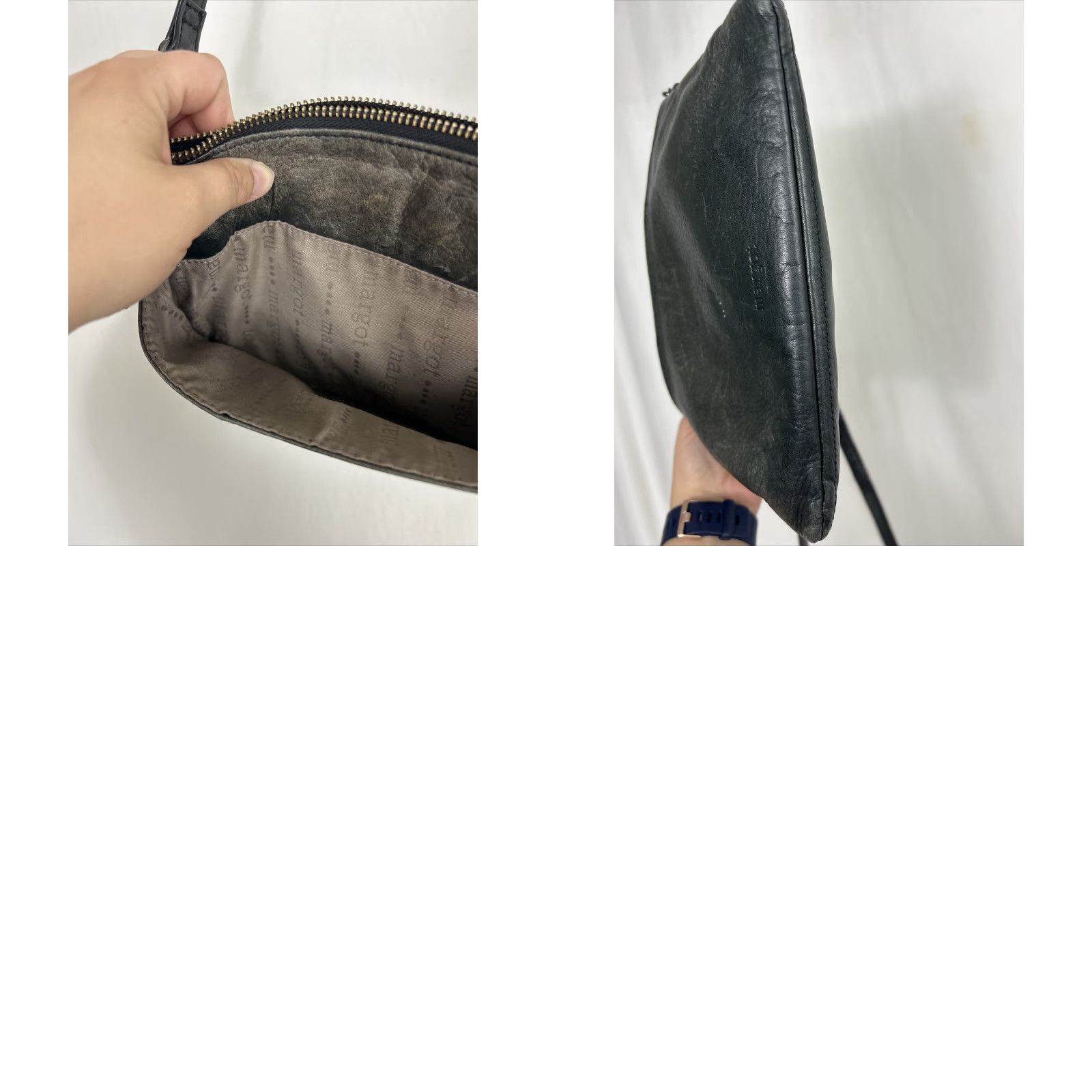 Vintage Margot New York crossbody Purse Rectangular Gray Black Leather Adjustable 10x7x1 Size ONE SIZE - 11 Thumbnail