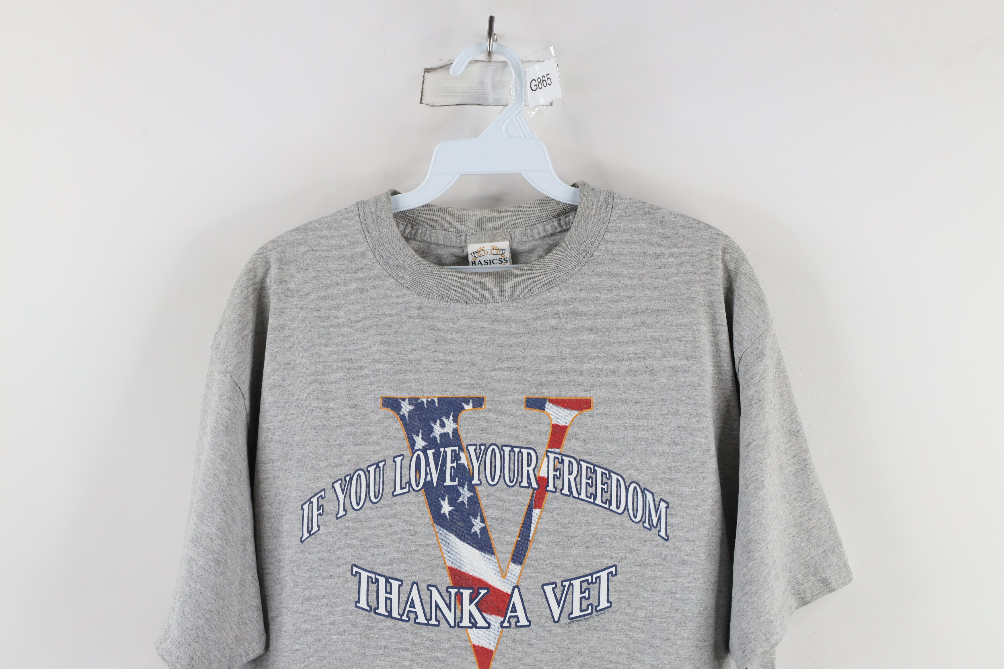 Vintage Vintage Y2K 2000 Love Your Freedom Thank A Vet T-Shirt Gray Size US L / EU 52-54 / 3 - 2 Thumbnail