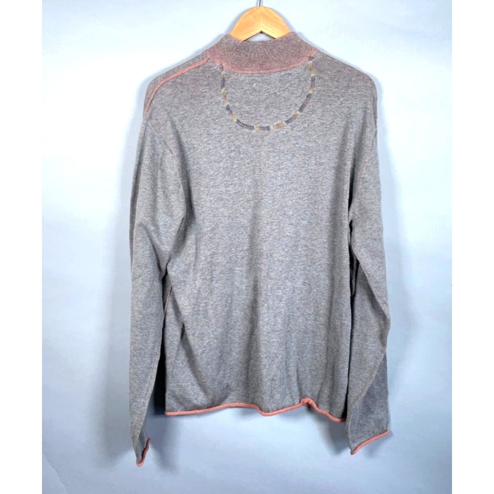Carbon2Cobalt Carbon 2 Cobalt Henley Sweater Men's Large Gray Orange Cotton Lightweight Knit Shirt Size US L / EU 52-54 / 3 - 2 Thumbnail