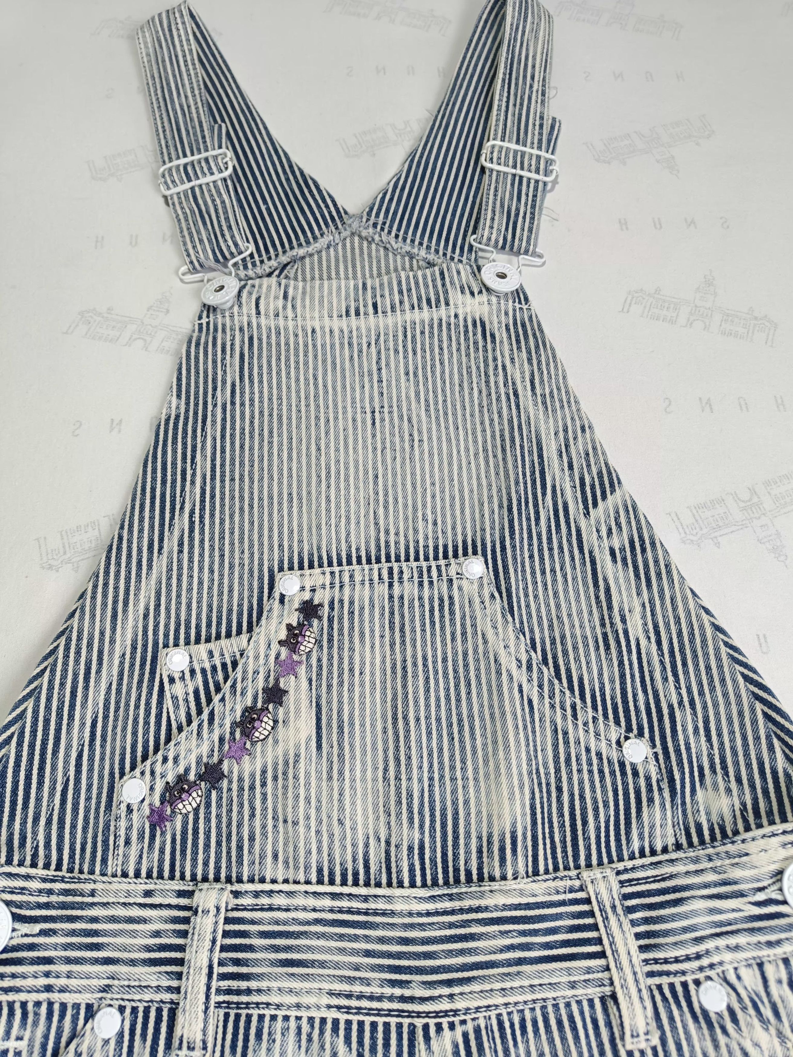 Japanese Brand Vintage Hickory Stripe Overall Cartoon Character Baikinman Size 26" / US 2 / IT 38 - 6 Thumbnail