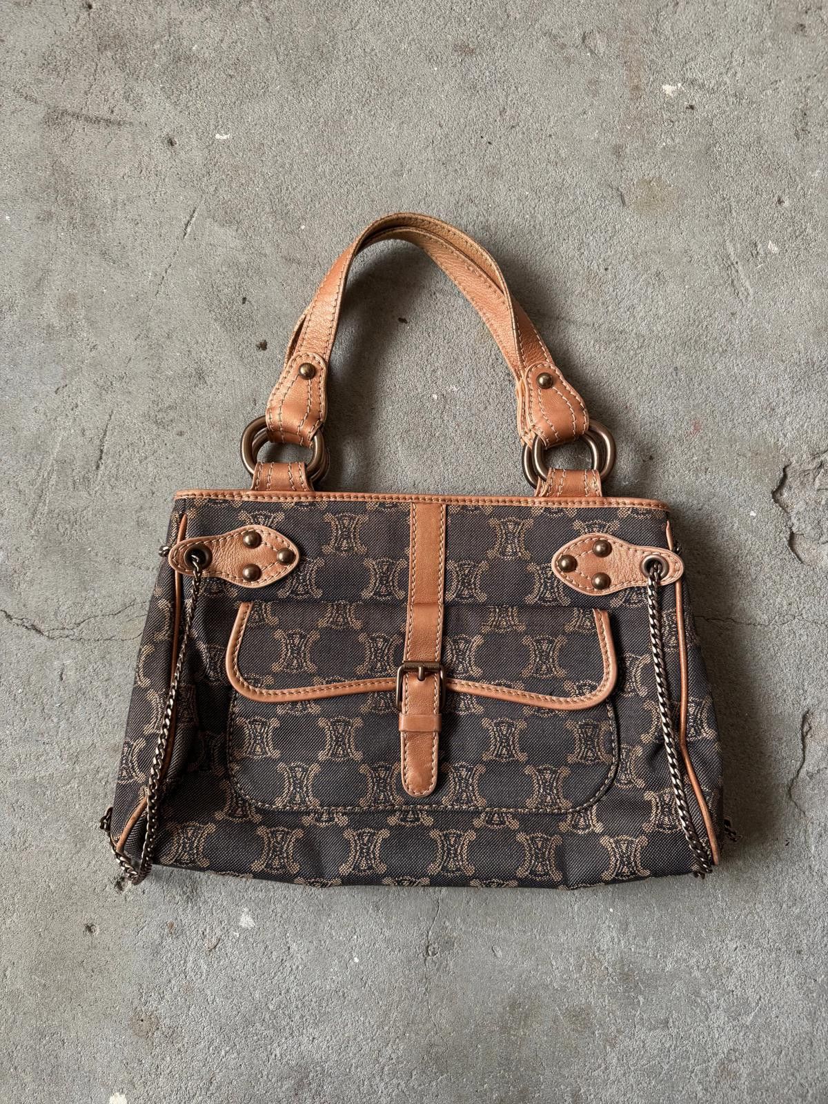 Celine Celine Macadam Denim Chain Shoulder Bag Navy/Beige Size ONE SIZE - 1 Thumbnail