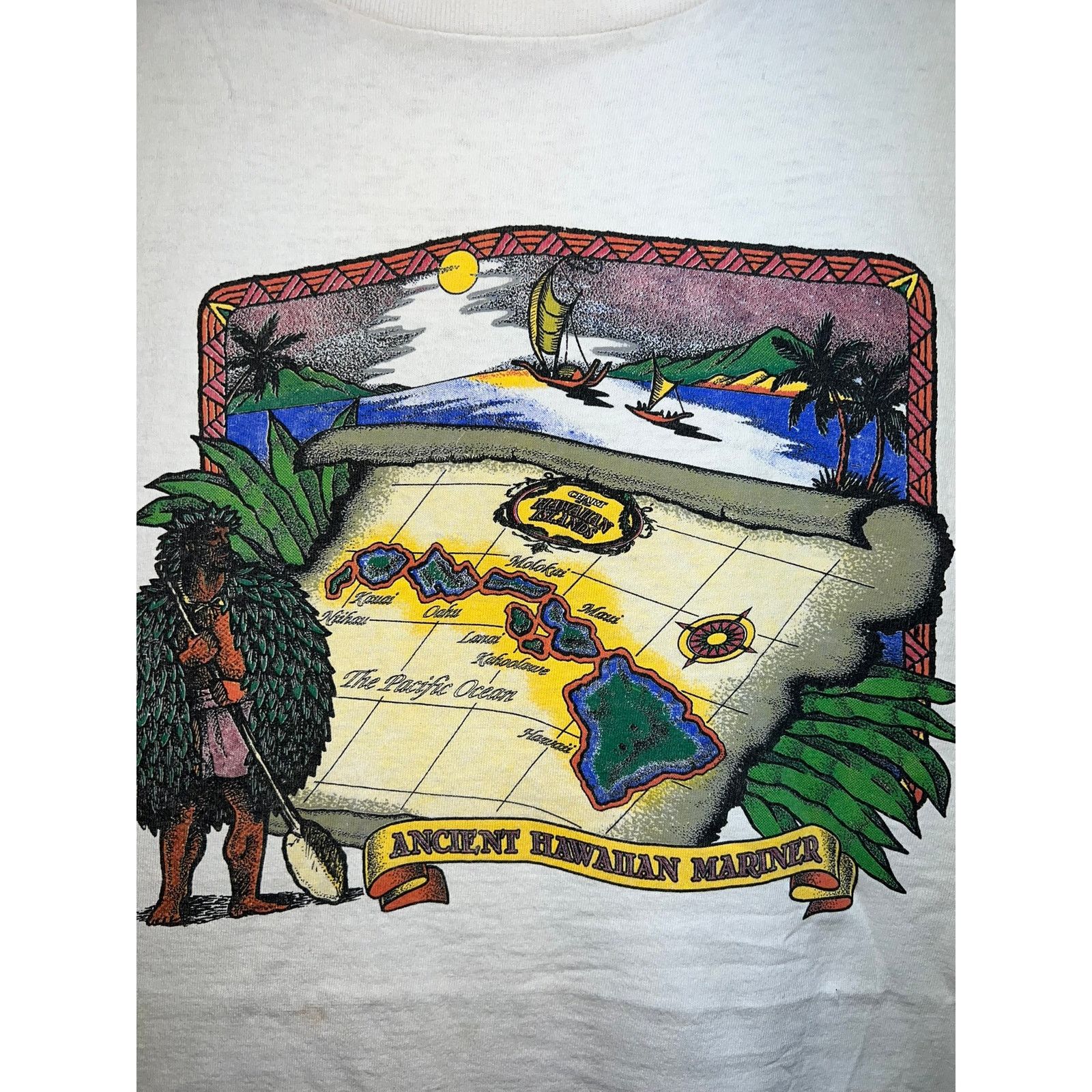Vintage Vintage Hawaii Ancient Hawaiian Mariner Map White XL Shirt Size US XL / EU 56 / 4 - 7 Thumbnail