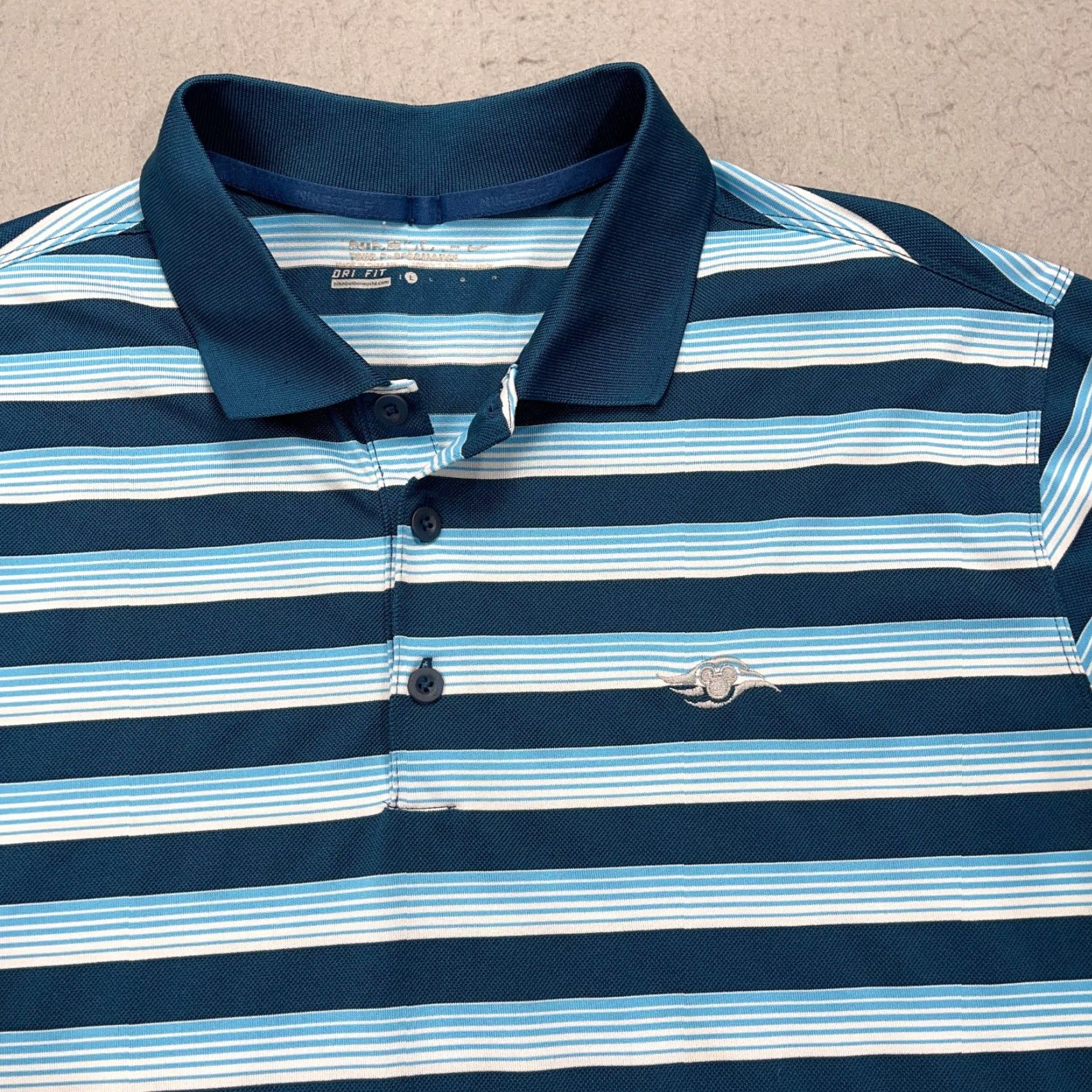 Nike Nike Golf Polo Shirt Mens L Blue Dri-Fit Tour Performance Striped Polo Size US L / EU 52-54 / 3 - 2 Thumbnail