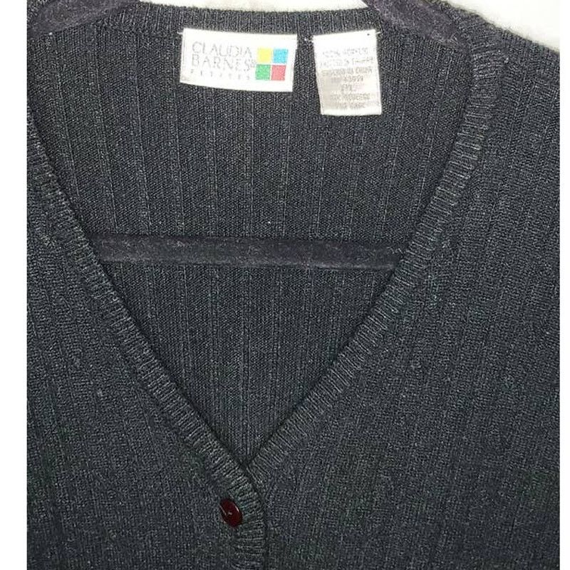 Vintage Claudia Barnes Black V-neck Button Close Cardigan Size LP Size L / US 10 / IT 46 - 4 Thumbnail