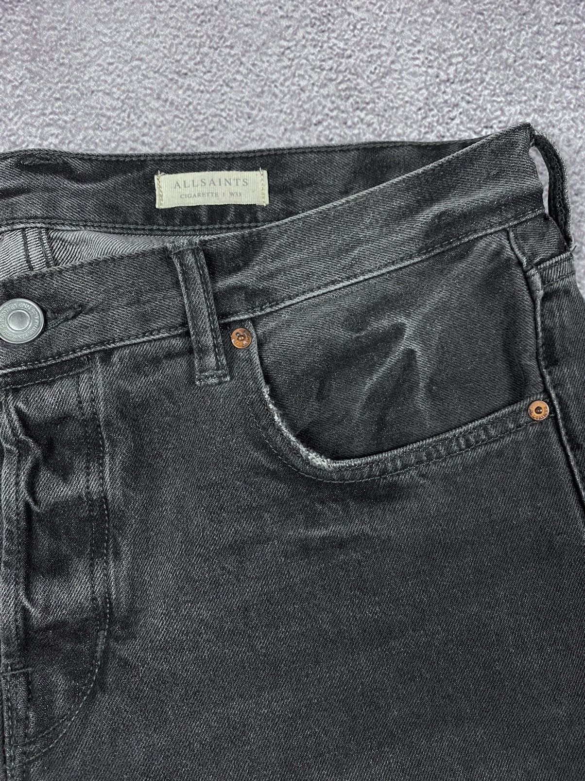 Allsaints All Saints Cigarette Damaged Distressed Gray Jeans Size US 33 - 9 Thumbnail
