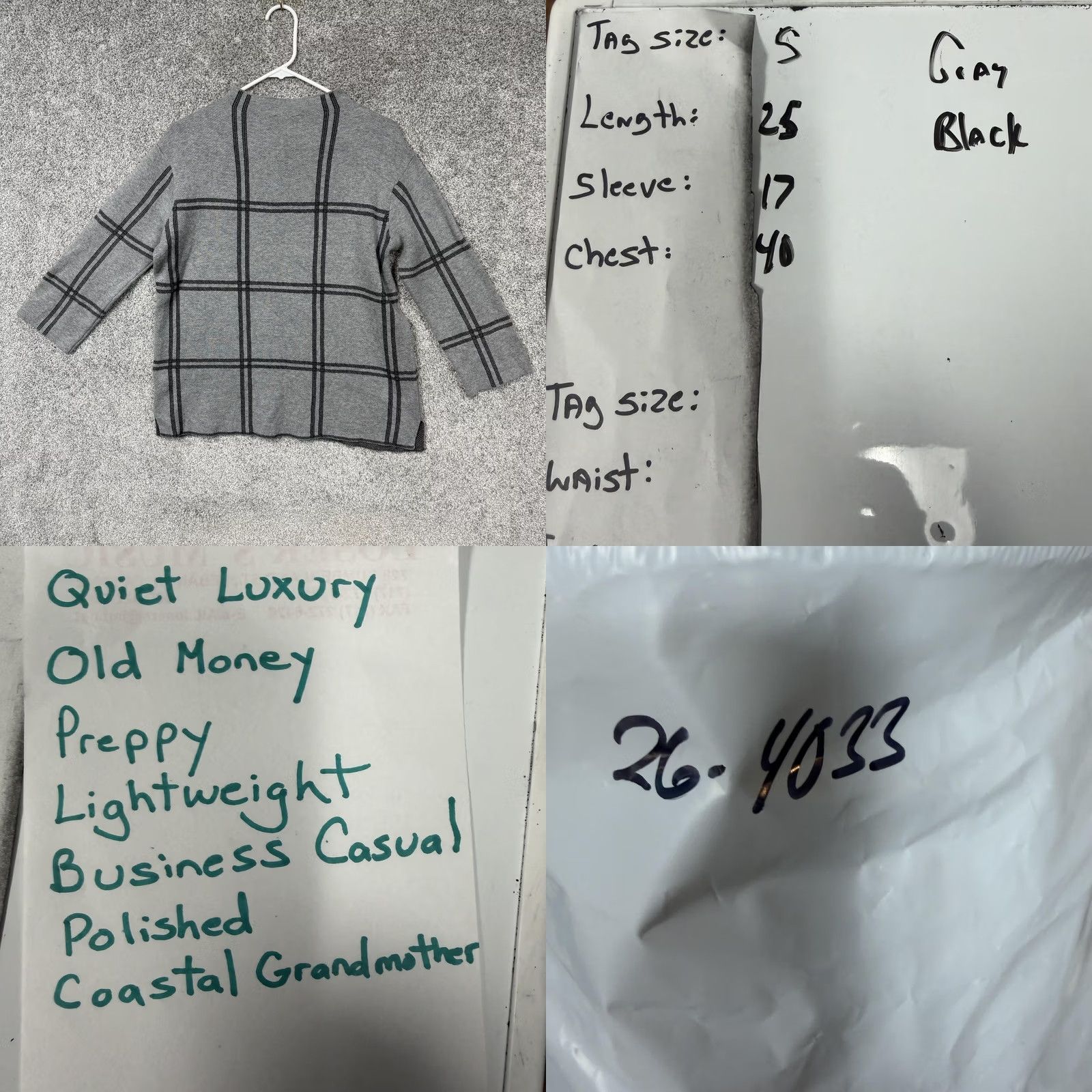 J. Jill J Jill Sweater S Plaid Quiet Luxury Old Money Preppy Lightweight Business Casual Knit Crew Neck 3/4 Sleeve Women Size S / US 4 / IT 40 - 8 Thumbnail