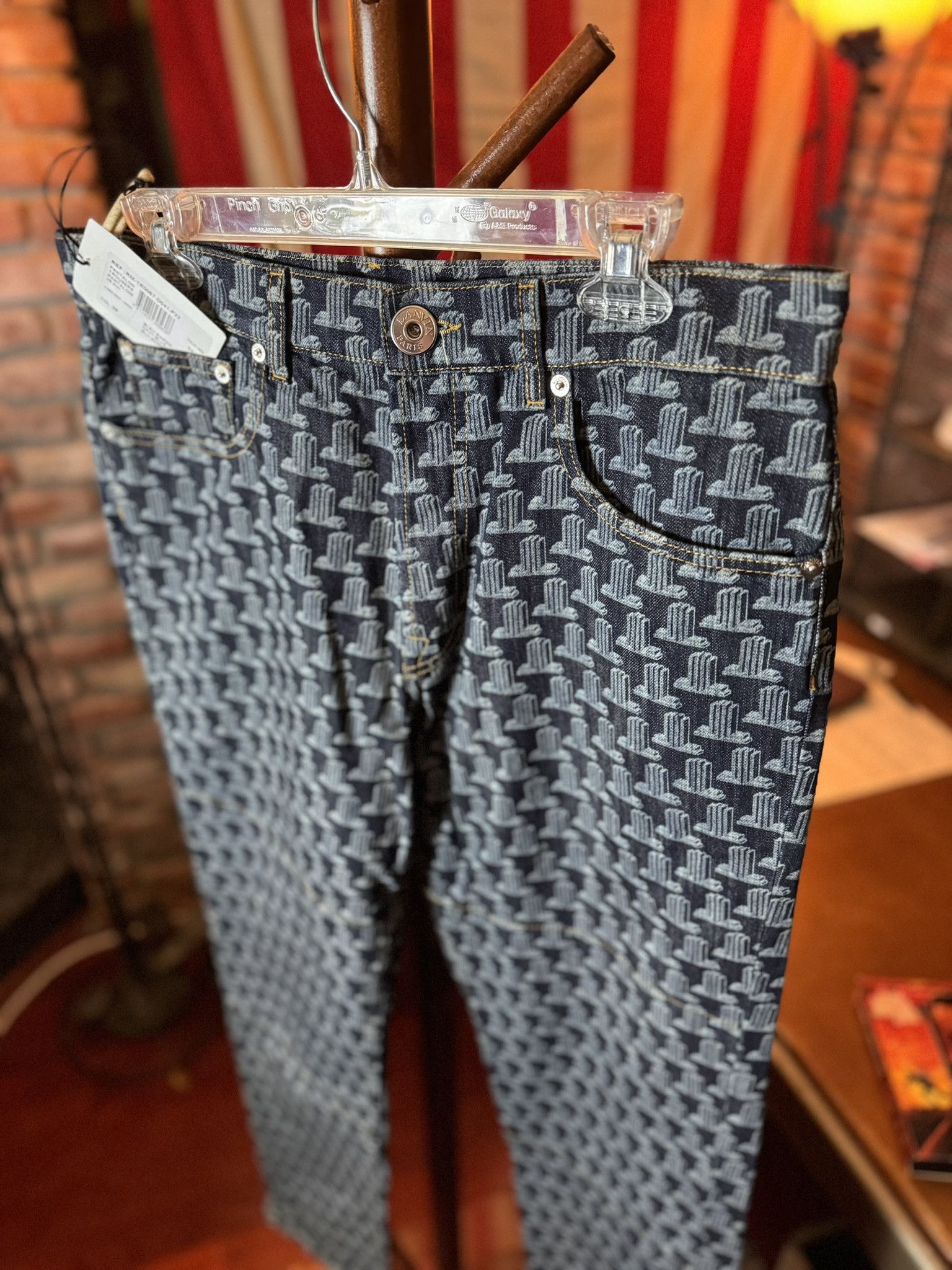 Lanvin $1025 LANVIN All-Over Monogram DENIM JEANS (sz 34) Size US 34 / EU 50 - 1 Thumbnail