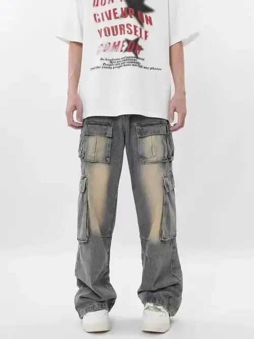 VIBE Retro multi-pocket design workwear wide-leg jeans Size US 32 / EU 48 - 1 Thumbnail