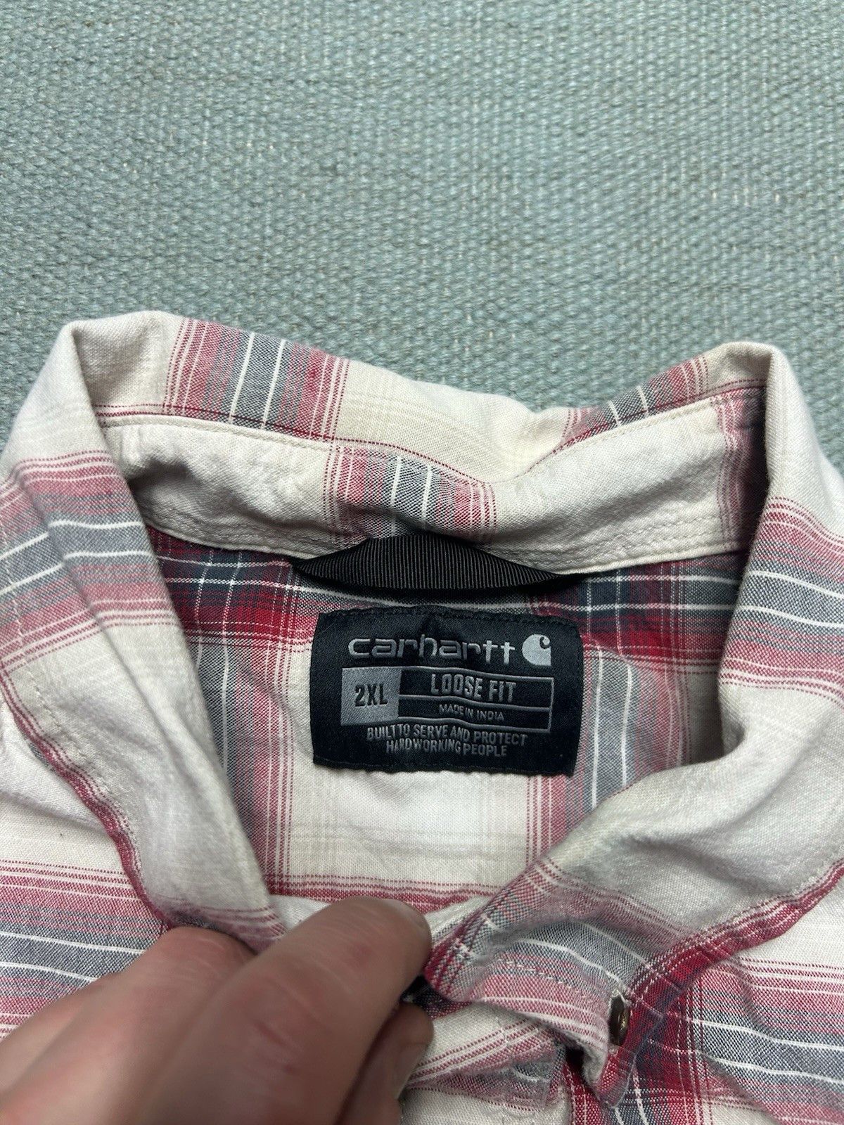 Vintage Carhartt button shirt loose fit plaid cotton lightweight XXL Size US XXL / EU 58 / 5 - 4 Thumbnail