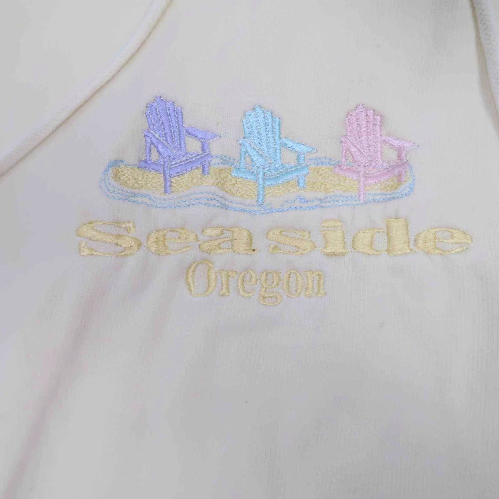 Vintage VINTAGE 90s Seaside Oregon embroidered hooded sweatshirt XL Hoodie Women Pullover Yellow Size XL / US 12-14 / IT 48-50 - 2 Thumbnail