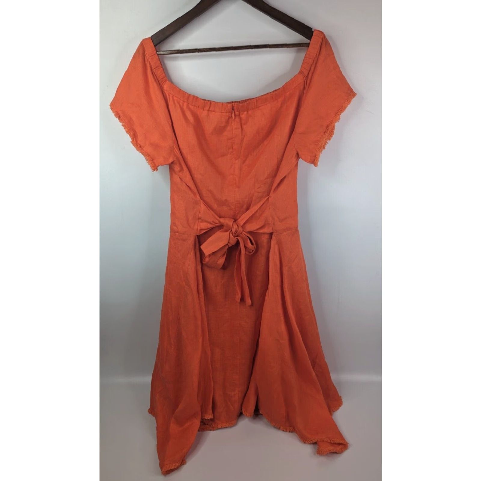 DKNY DKNY Off The Shoulder Linen Dress Maxi Dress Orange XL Women's Summer Size XL / US 12-14 / IT 48-50 - 4 Thumbnail