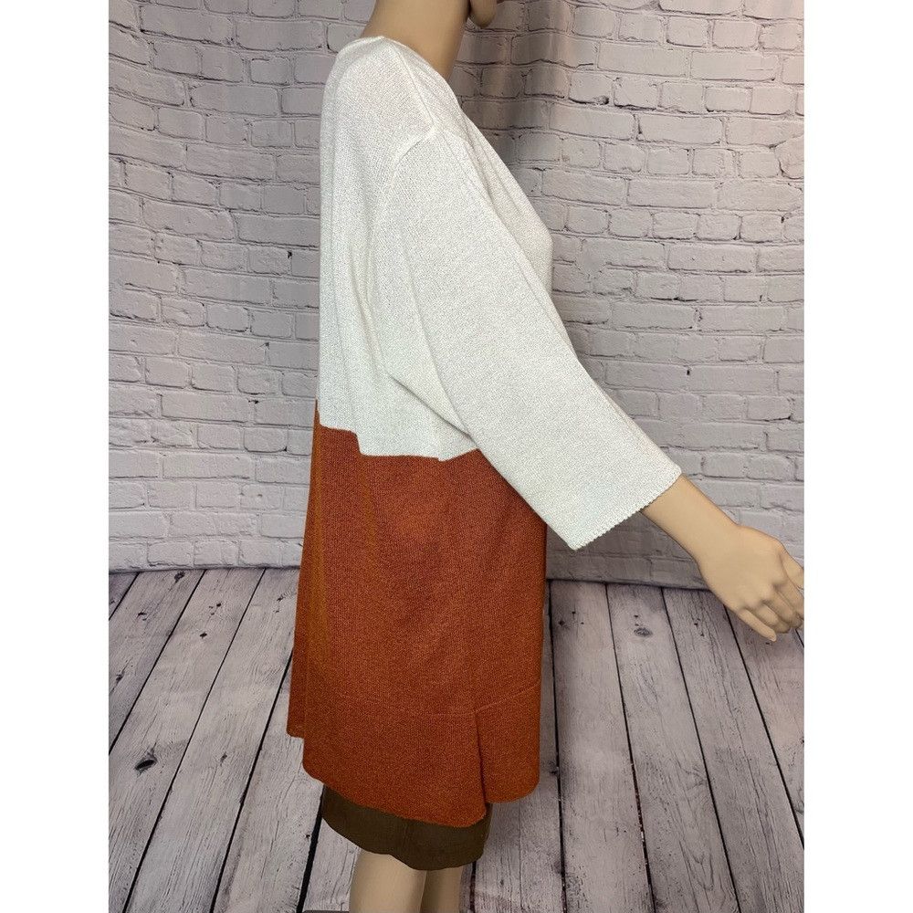 Other New Roni Biz Cotton Blend 3/4 Sleeve White Brown Cardigan S Size M / US 6-8 / IT 42-44 - 4 Thumbnail