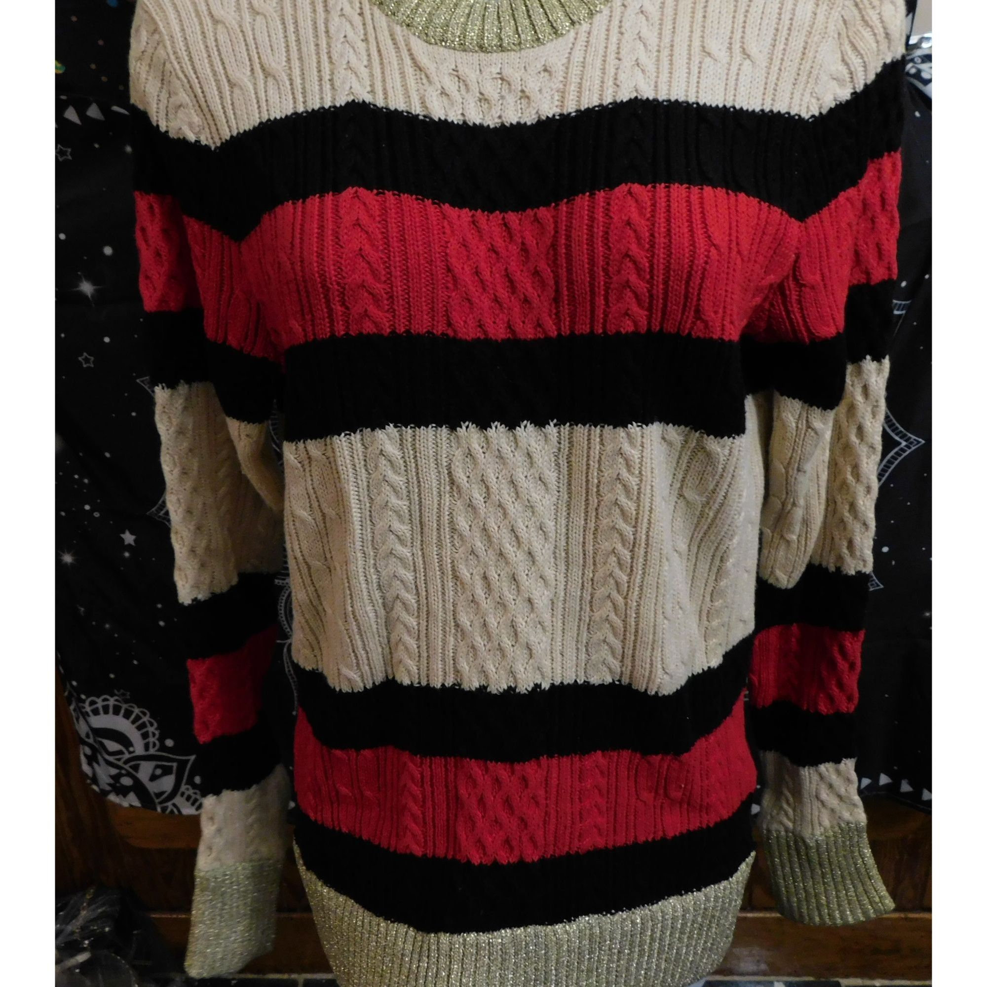 Other Preppy Sweewe Paris Cable Knit Striped Sweater Size S / US 4 / IT 40 - 4 Thumbnail