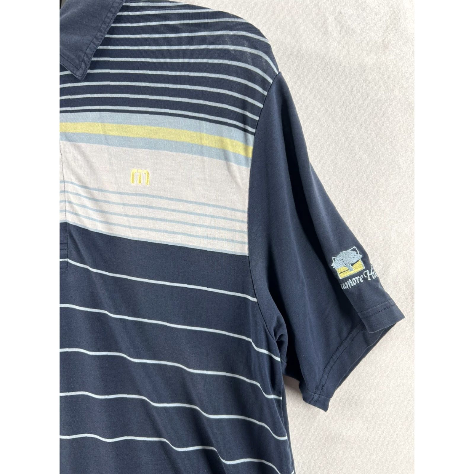 TravisMathew Travis Mathew Polo Shirt Mens Medium Blue Striped Short Sleeve Casual Shirt Polo Size US M / EU 48-50 / 2 - 3 Thumbnail