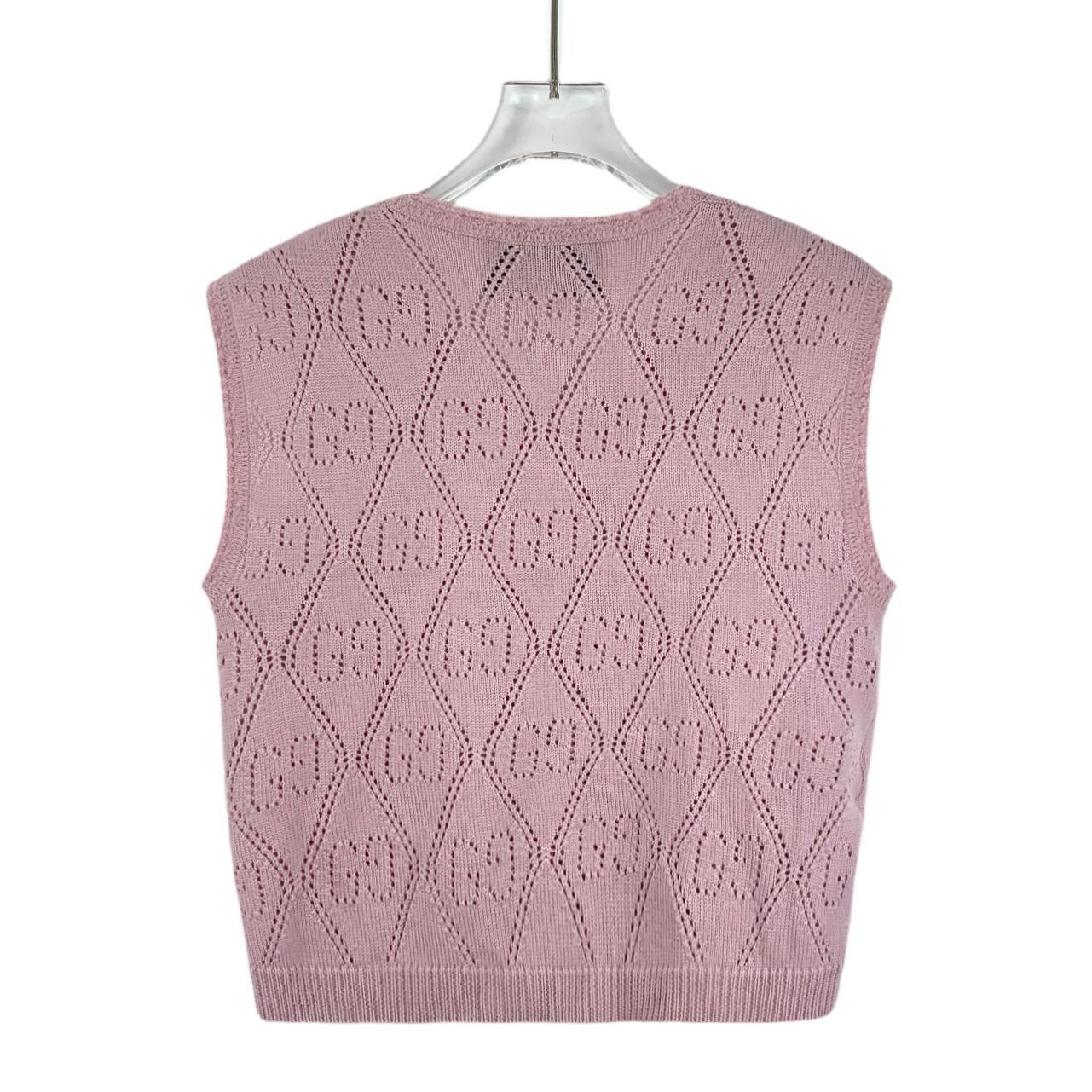 Gucci Gucci Pink Logo Pattern Wool Sleeveless Knitted Vest S Round Size S / US 4 / IT 40 - 7 Thumbnail