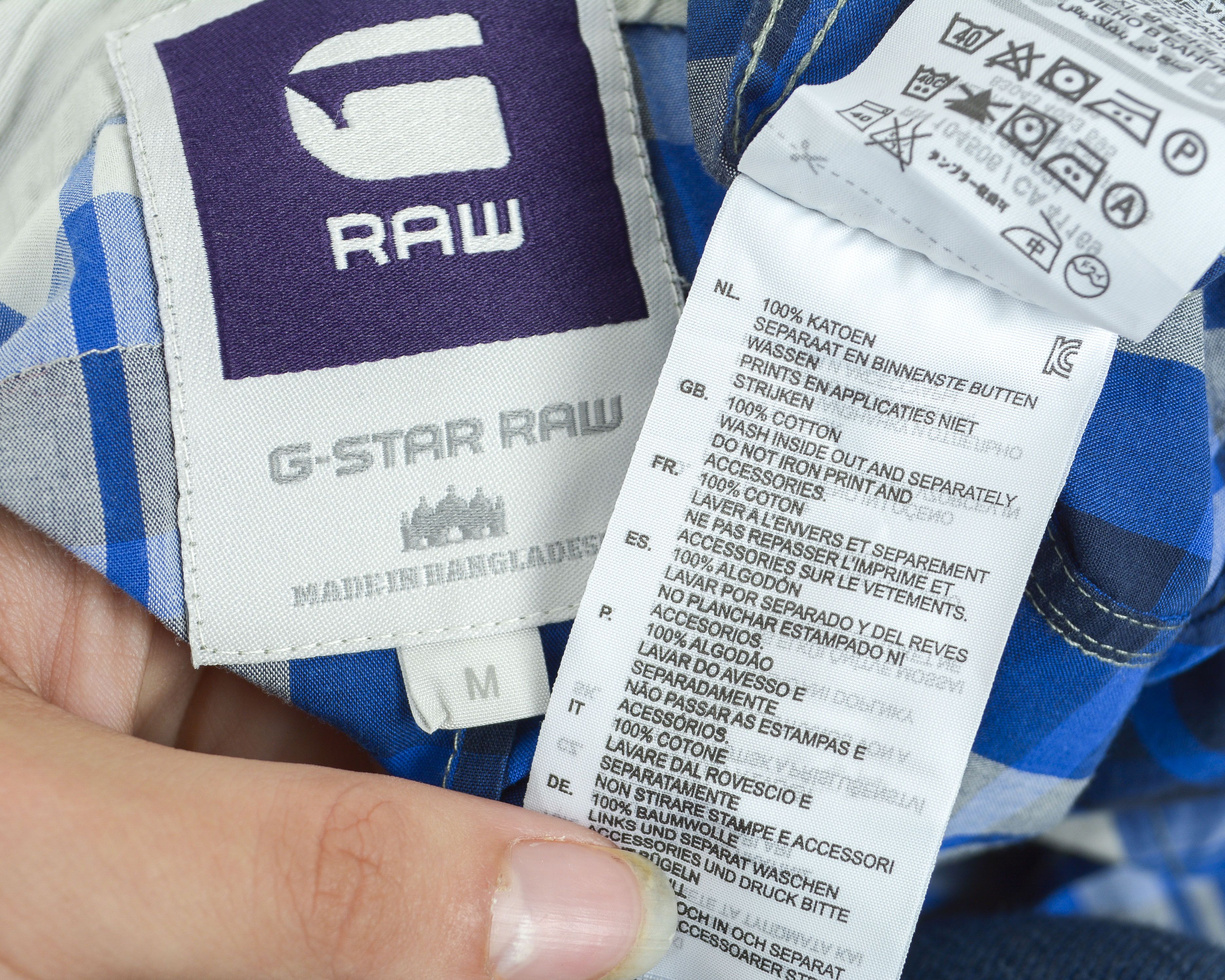 G-Star Tunn Hillstand Shirt M Short Sleeved Casual Checked Blue Top Size US M / EU 48-50 / 2 - 2 Thumbnail