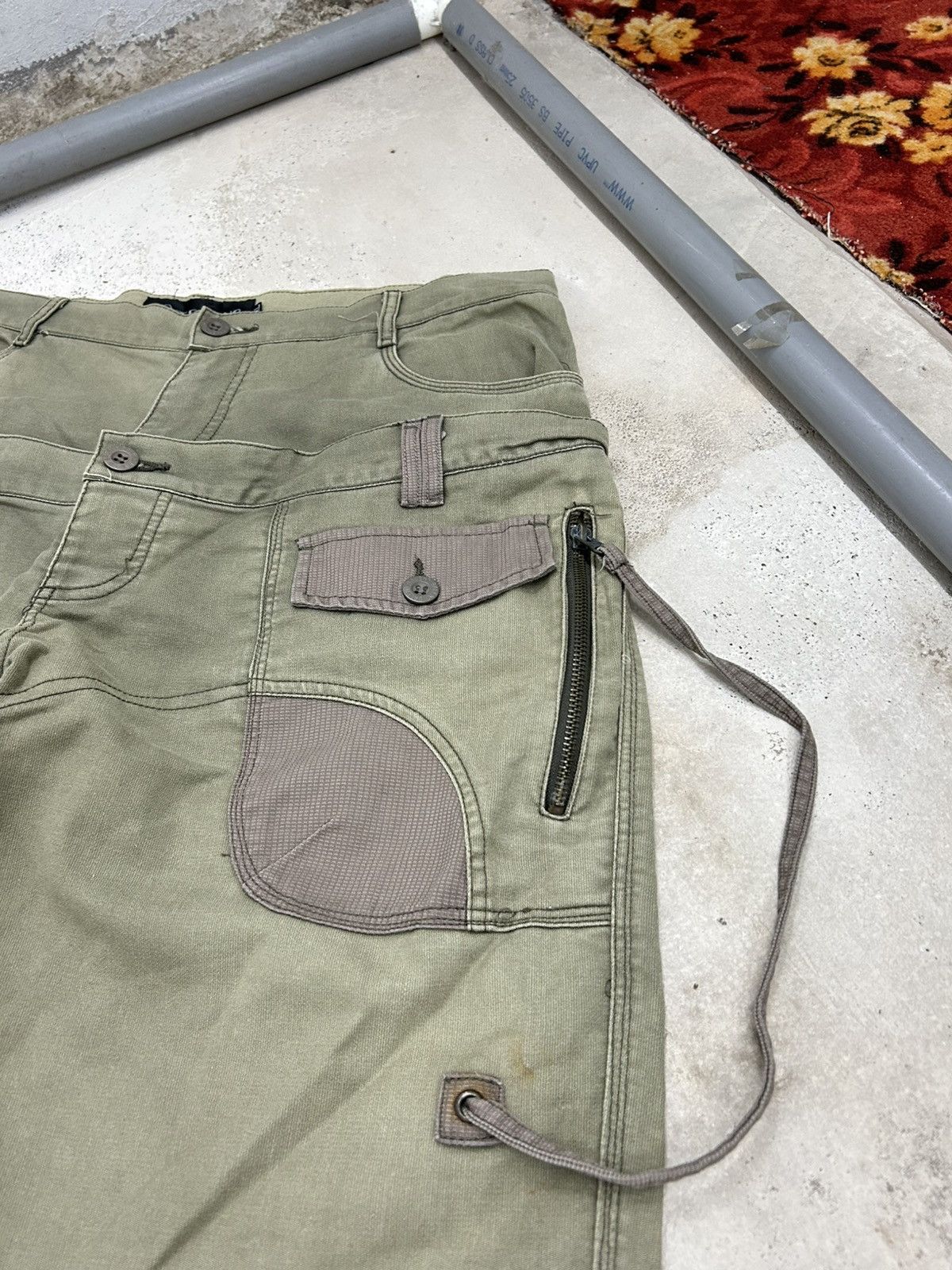 20471120 × GOSTAR DE FUGA × Japanese Brand Techno Japan Double Waist Baggy Cargo Parachute Faded Green Size US 35 - 6 Thumbnail