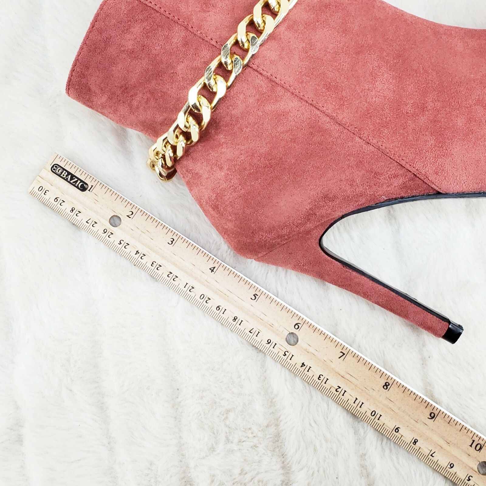 Other Crave Rose Pink FX Suede & Chain Sexy Pointy Toe 4" Stiletto Size US 7 / IT 37 - 8 Thumbnail