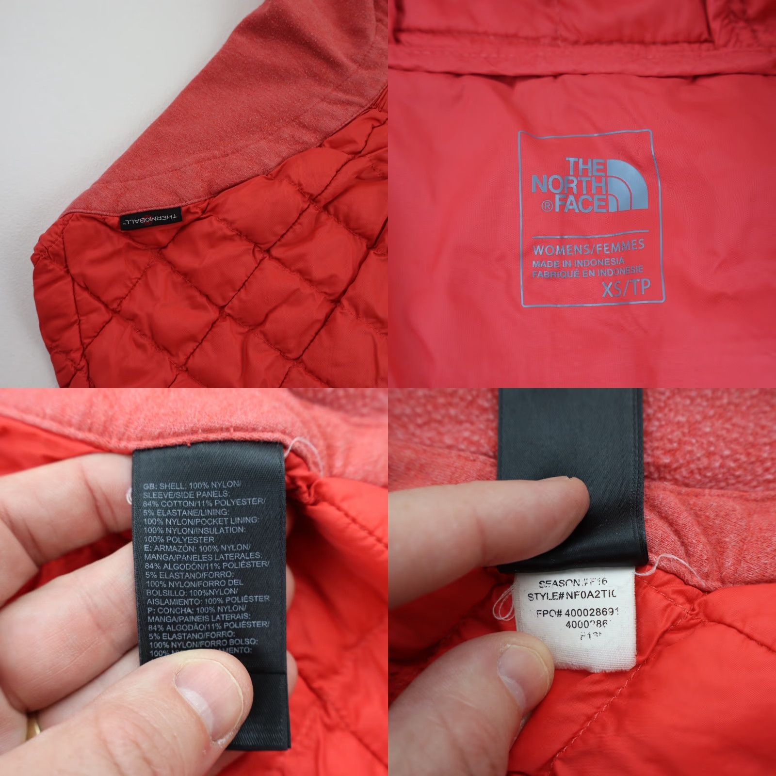The North Face The North Face Endeavor Puffer Jacket Womens XS Pink Thermoball Hooded Slim Zip Pocket Windproof Size XS / US 0-2 / IT 36-38 - 9 Thumbnail