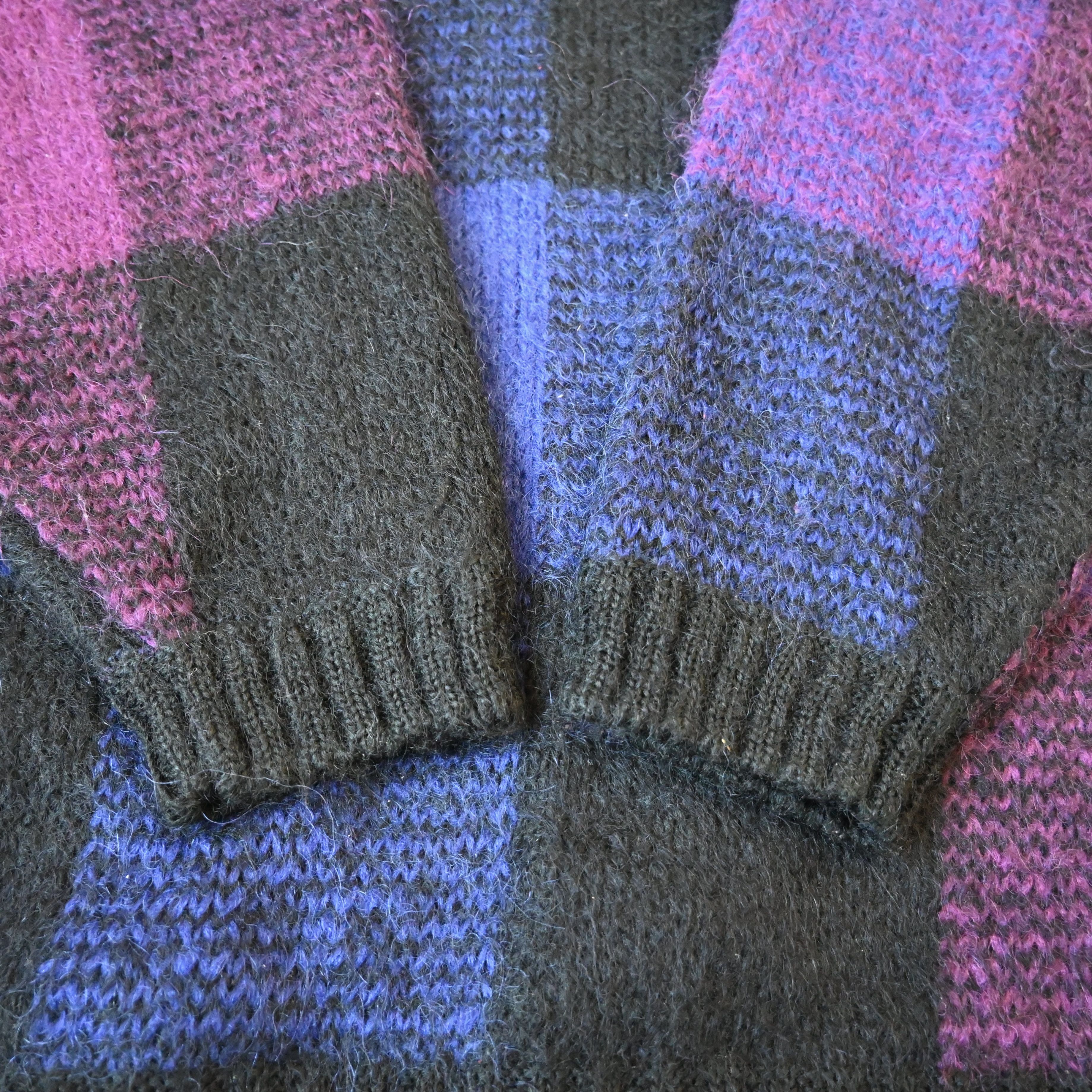 Vintage 1990s PAULHARRIS black&purple panel mohair-mix sweater Size L / US 10 / IT 46 - 6 Thumbnail