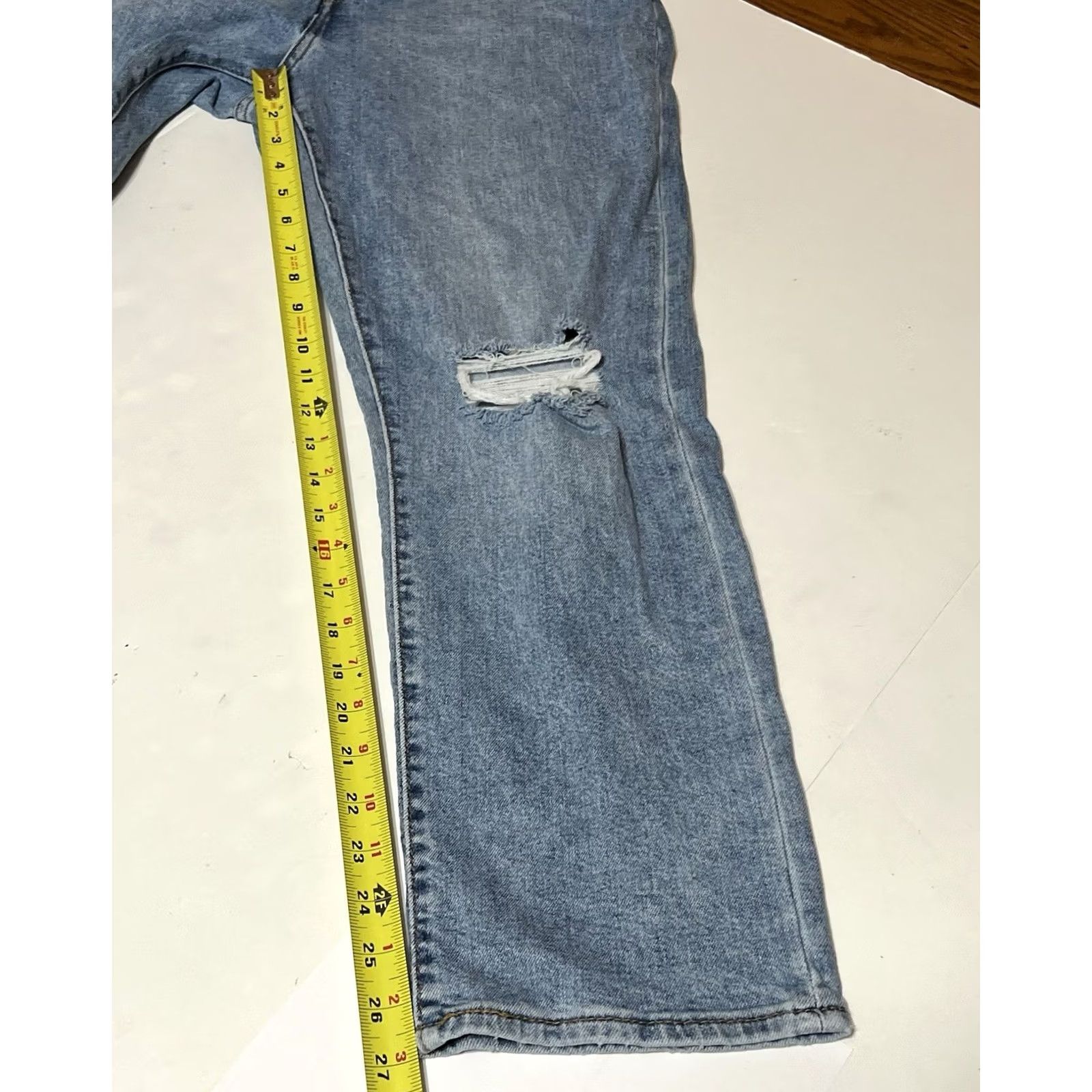 Levi's Levi's Jeans Womens 32x27 Blue Wedgie Straight Denim Button Fly Distressed Pattern Solid Size 24" / US 00 / IT 34 - 5 Thumbnail