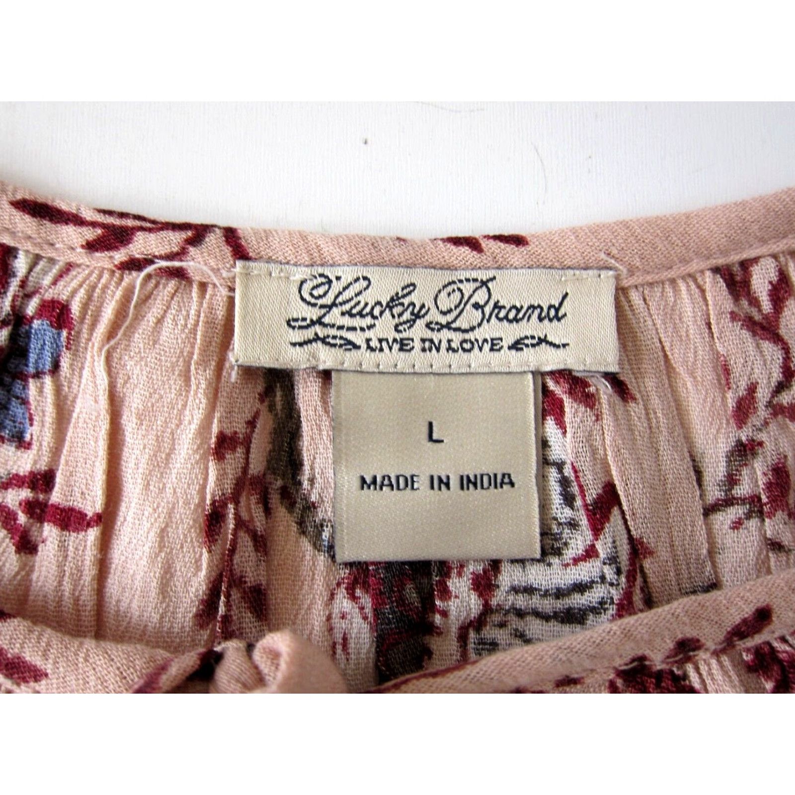 Lucky Brand Lucky Brand Blouse Long Sleeve Tunic Peasant Floral 100% Rayon Pink Large Women Size L / US 10 / IT 46 - 4 Thumbnail