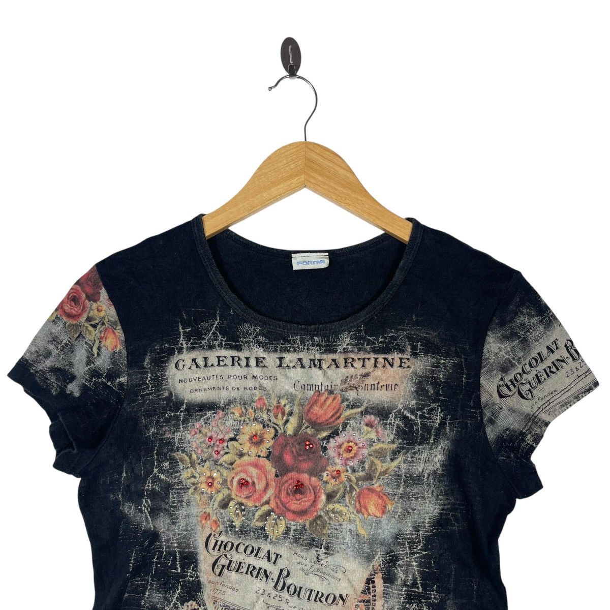 Vintage Fornia Vintage Floral Graphic T Shirt Paris Chocolat Grunge Size S / US 4 / IT 40 - 2 Thumbnail